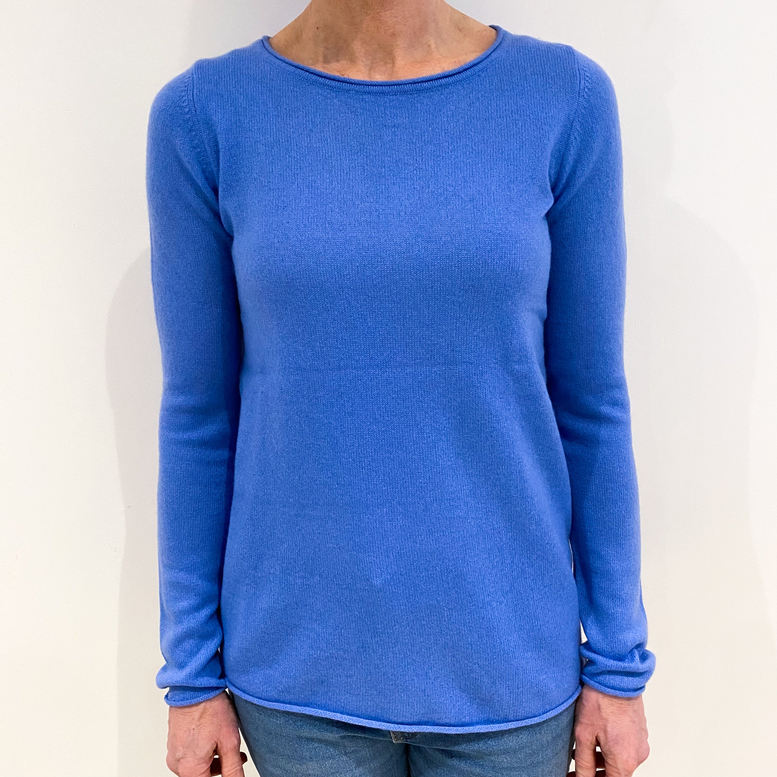 Cornflower Blue Cashmere Scoop Neck Jumper Small