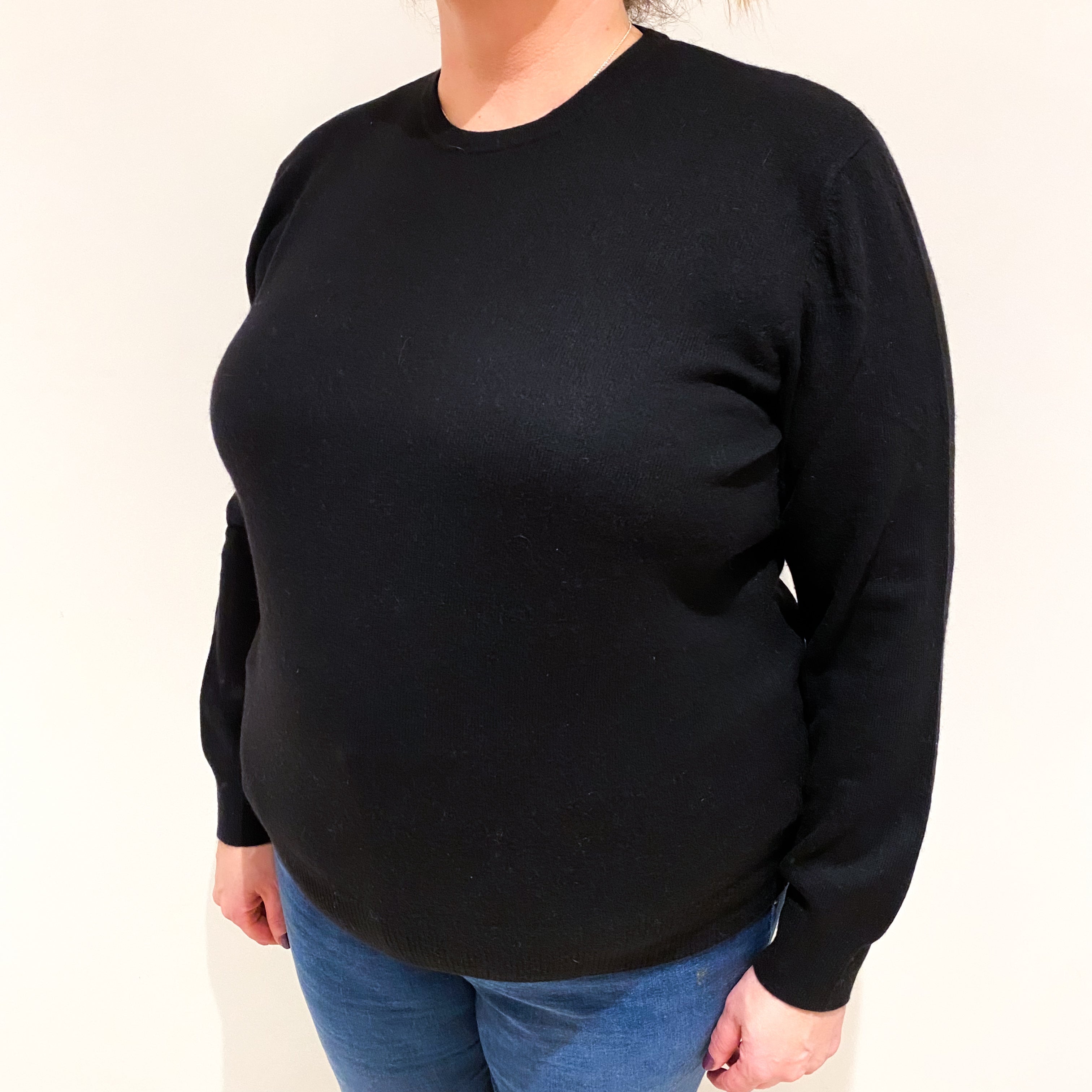 Black Cashmere Crew Neck Jumper Extra Large