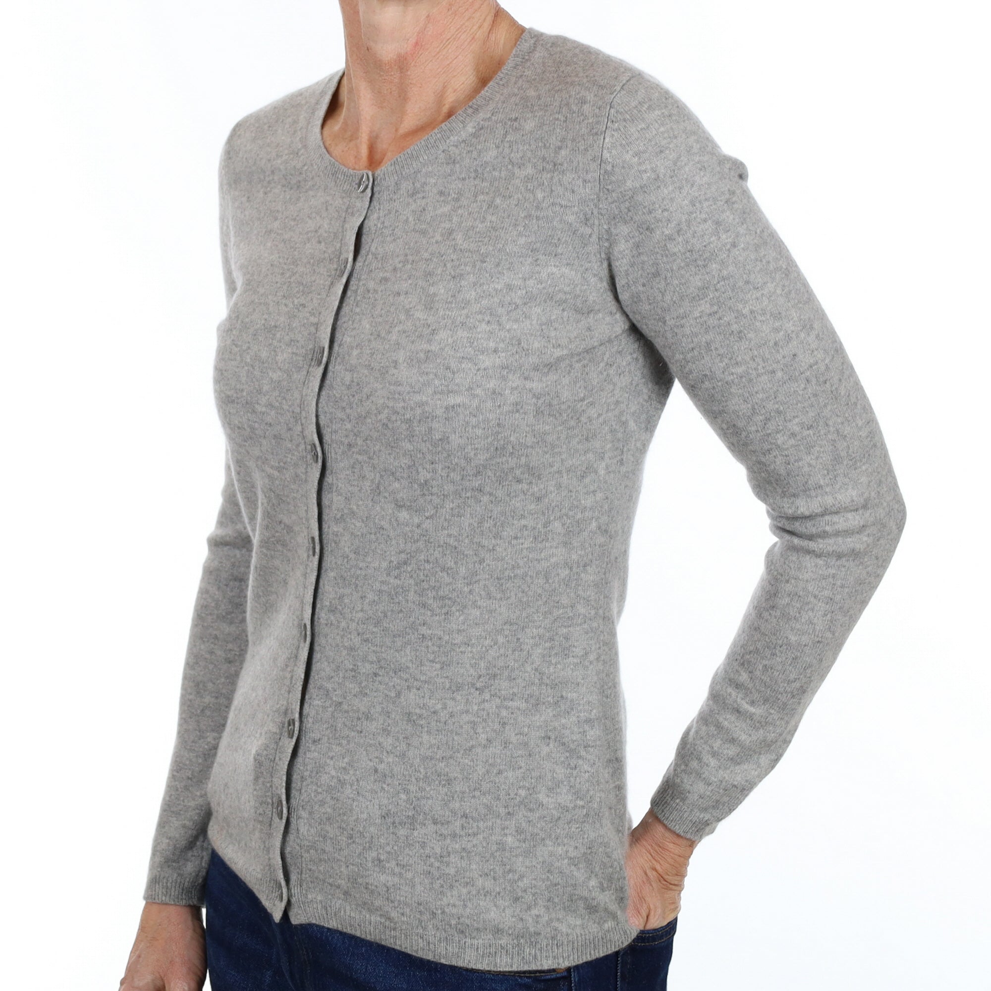 Smoke Grey Cashmere Cardigan Small