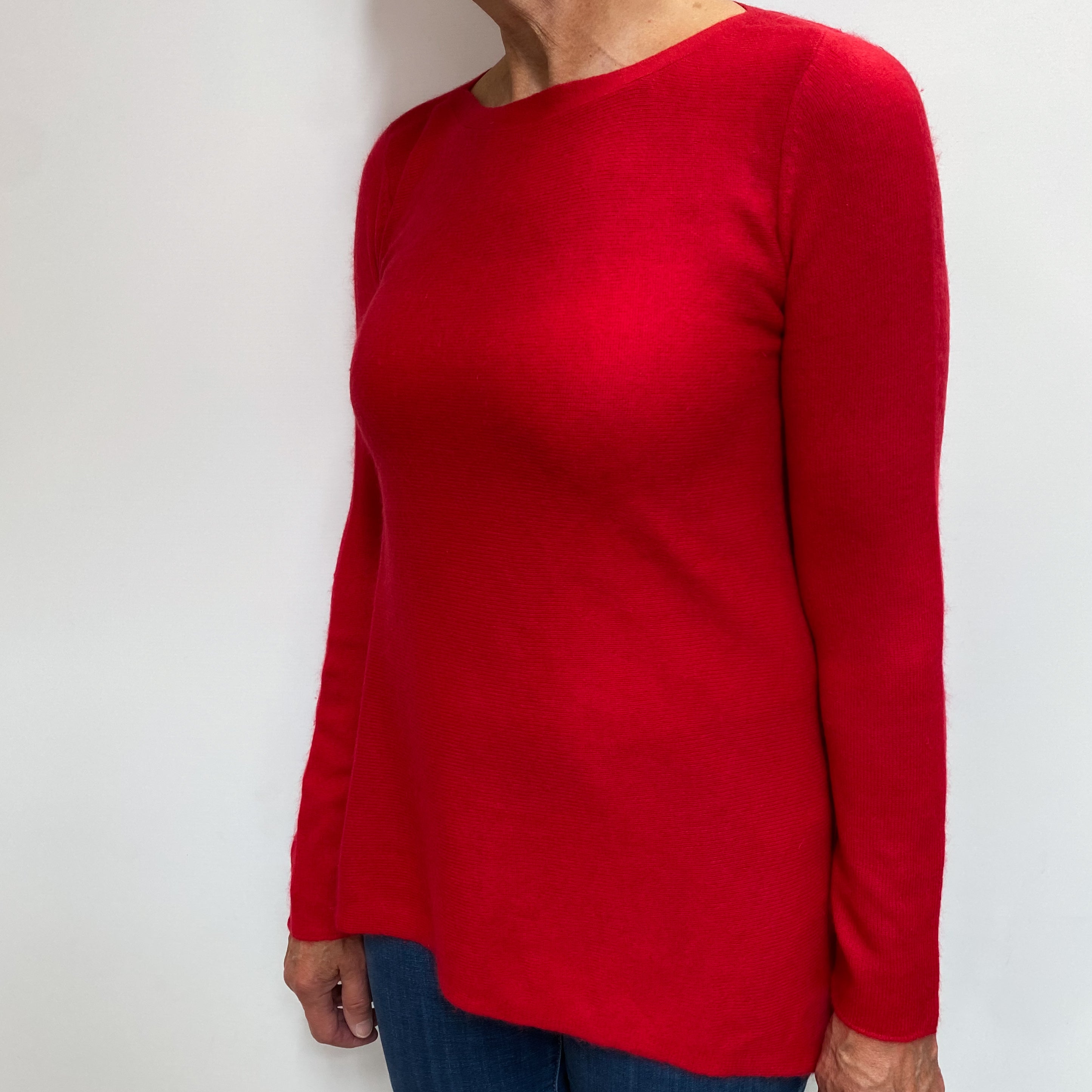 Scarlet Red Cashmere Slash Neck Jumper Medium