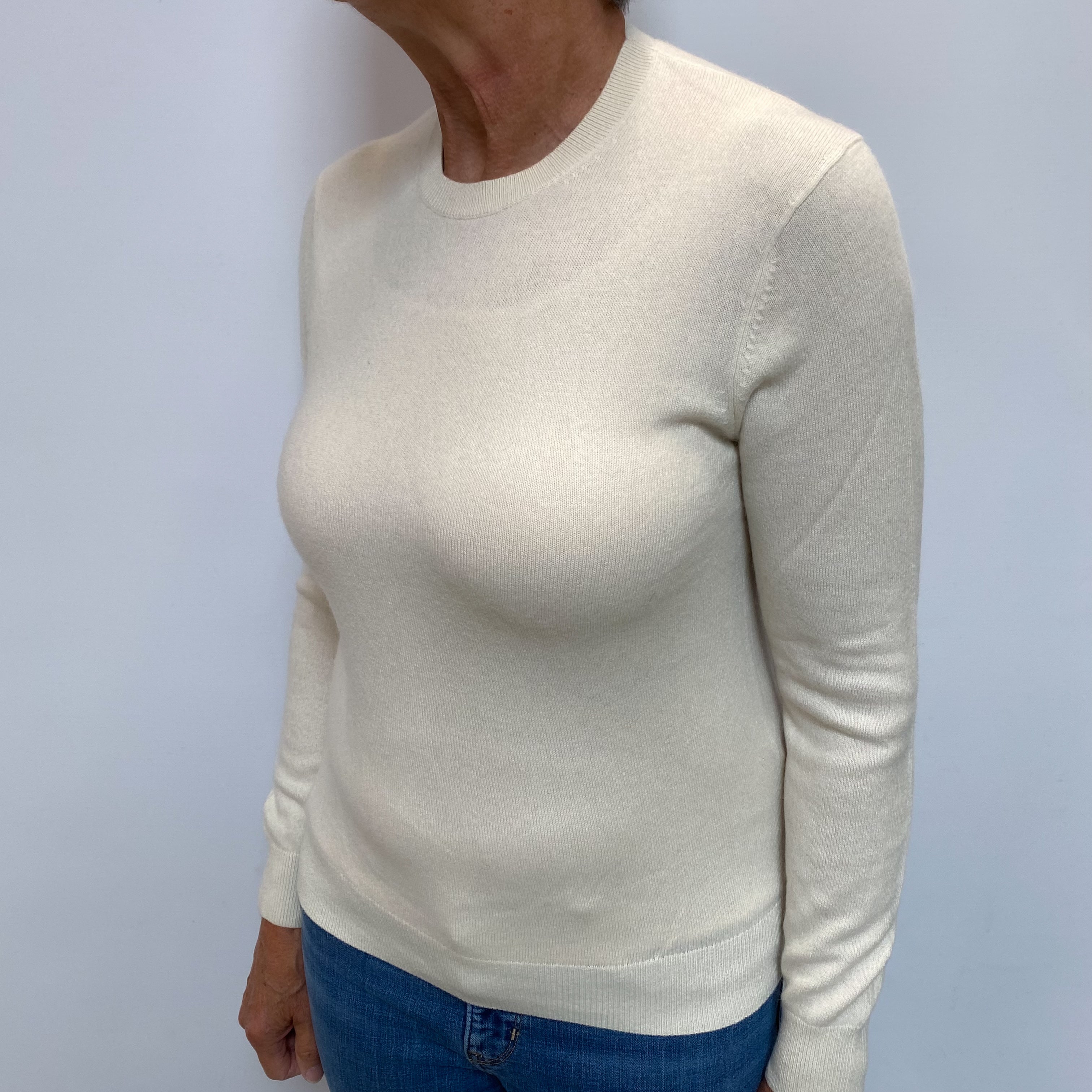 Vanilla Cream Cashmere Crew Neck Jumper Medium
