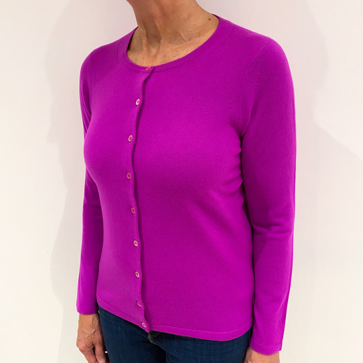 Fushia Cashmere Cardigan Medium
