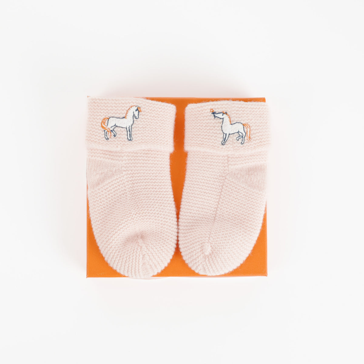 Brand New Boxed Hermès Cabriole Cashmere Baby Booties