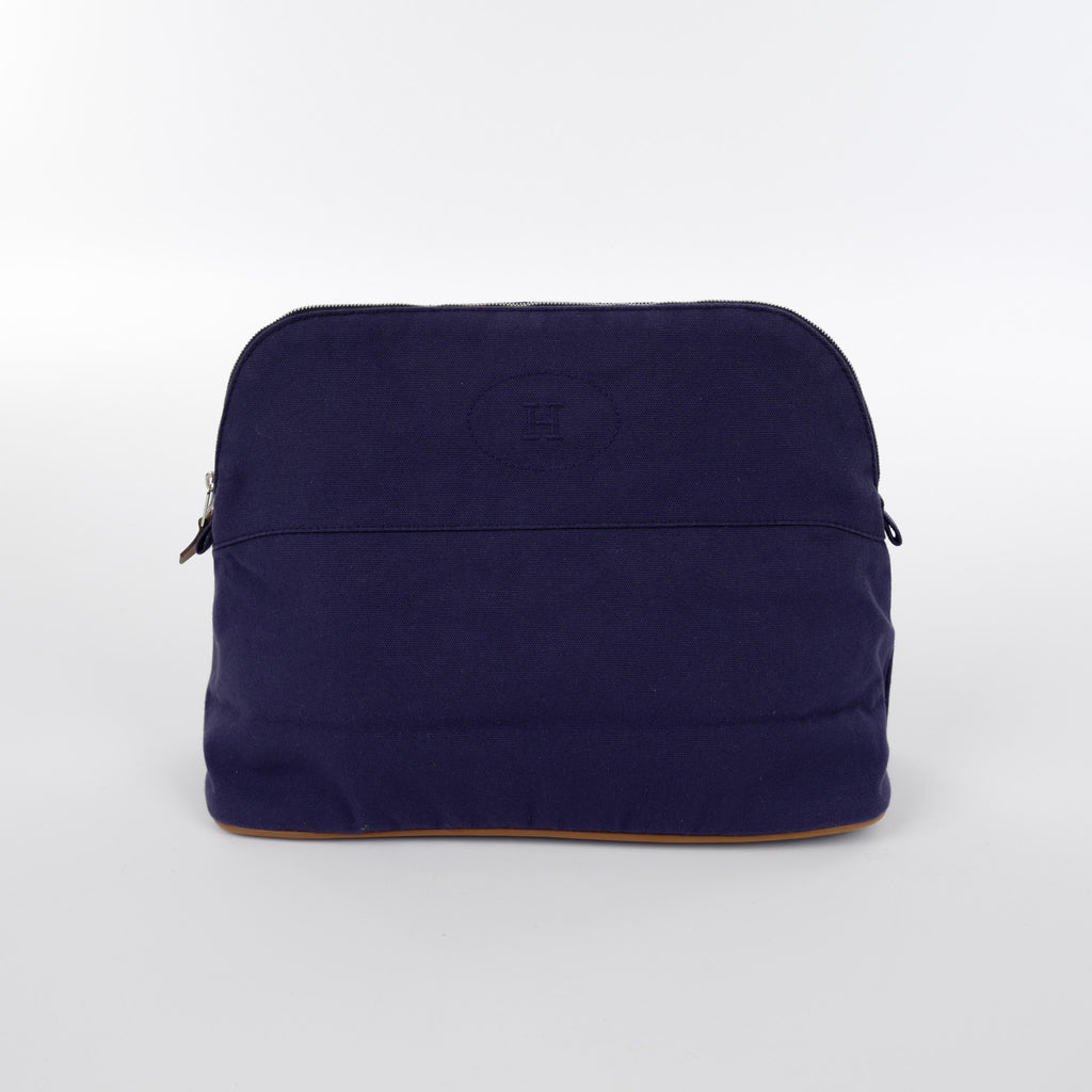 Hermès French Navy Cosmetic Bag Large