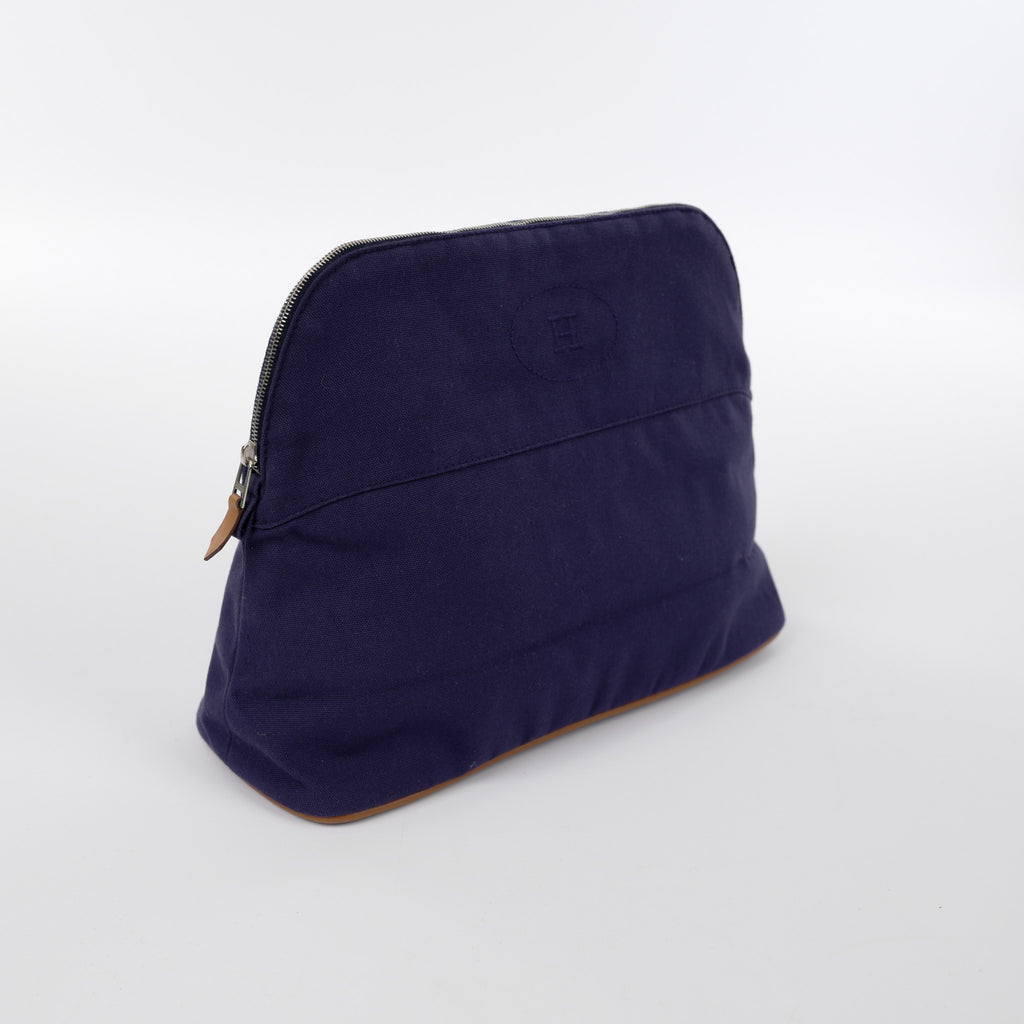 Hermès French Navy Cosmetic Bag Large