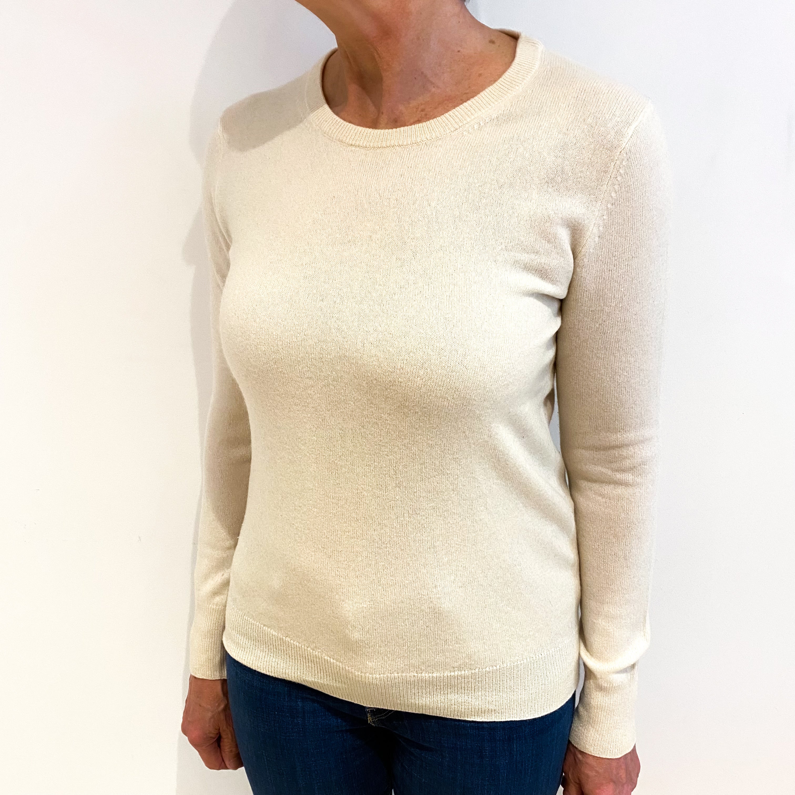 Vanilla Cream Cashmere Crew Neck Jumper Medium