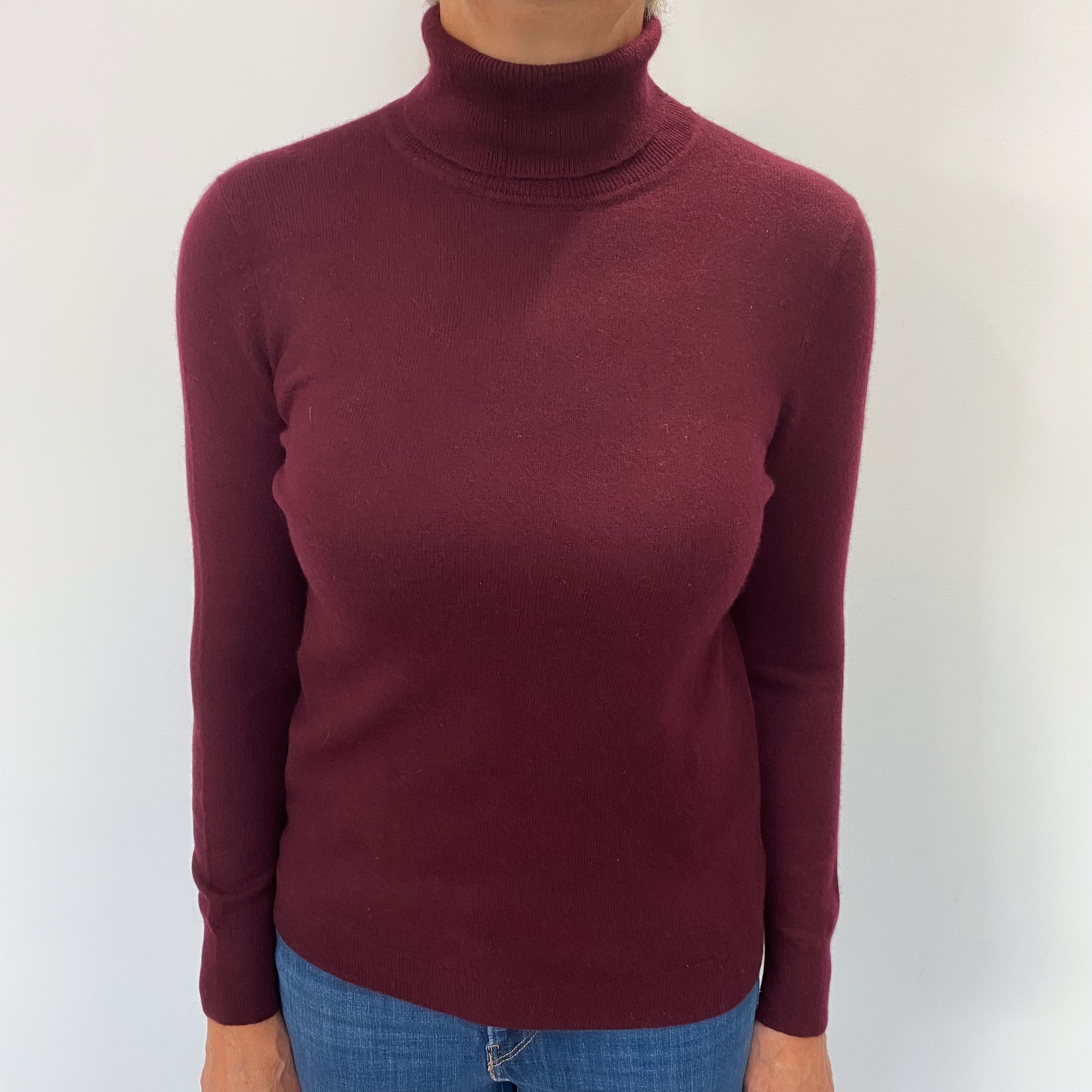 Mulberry Purple Cashmere Polo Neck Jumper Medium