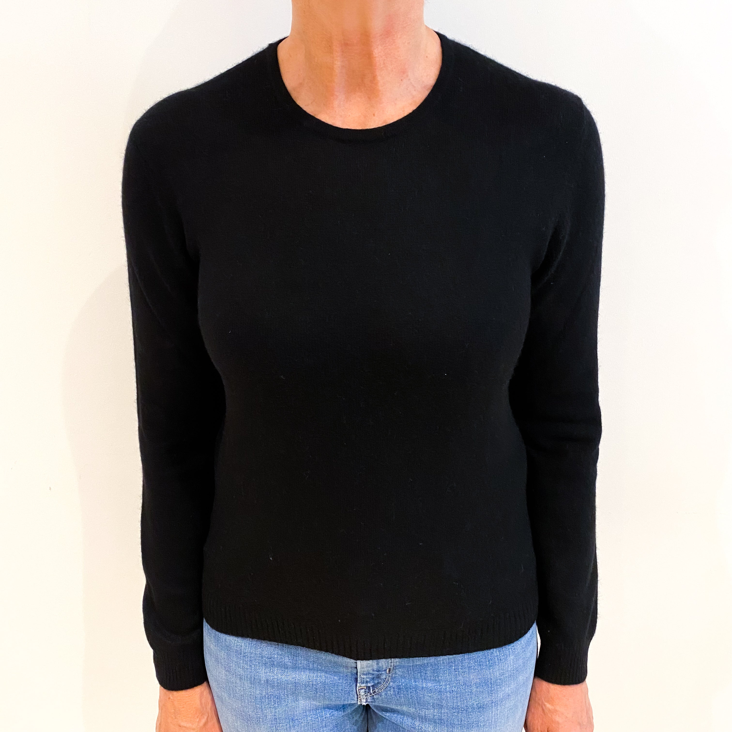 Black Cashmere Crew Neck Jumper Medium