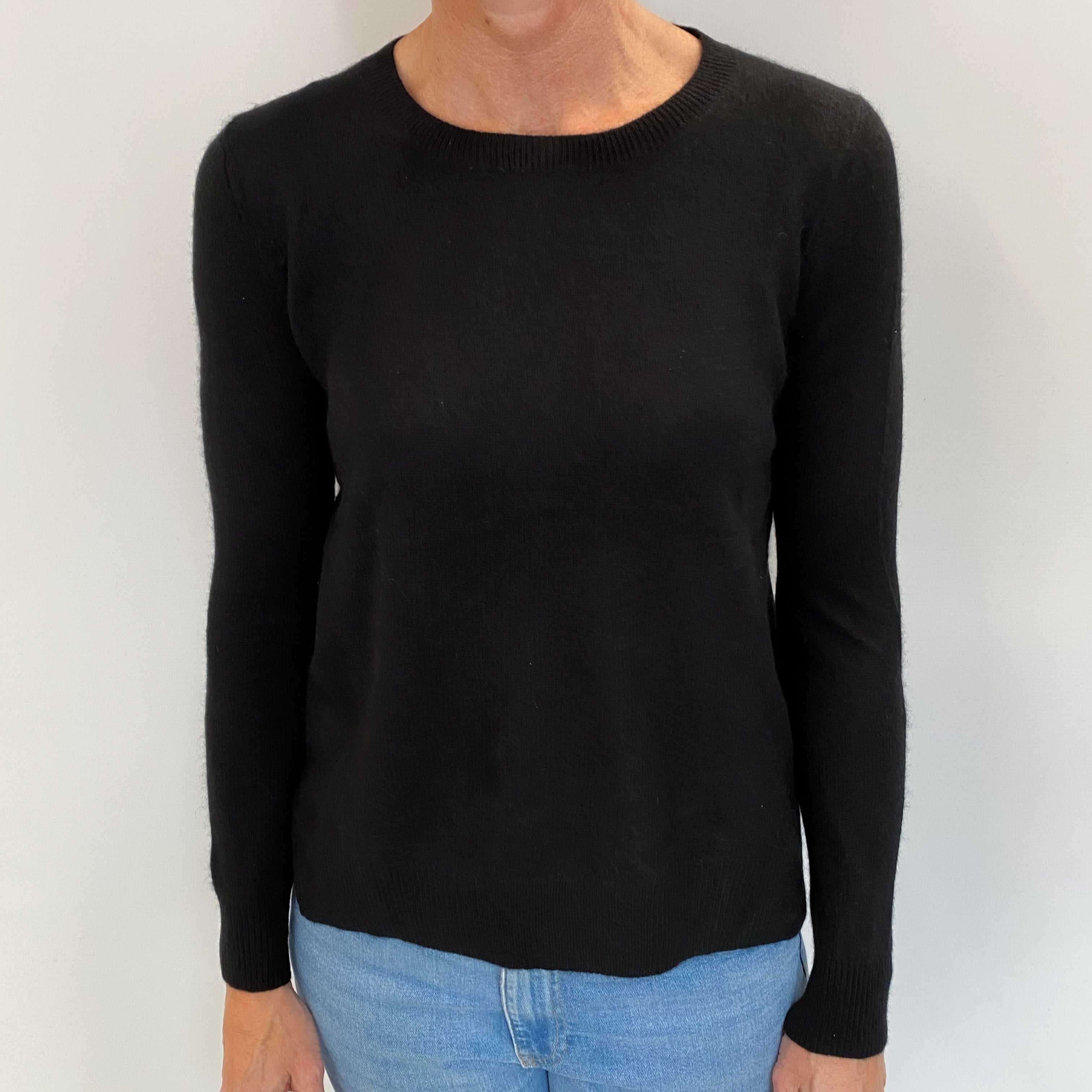 Black Cashmere Crew Neck Jumper Small