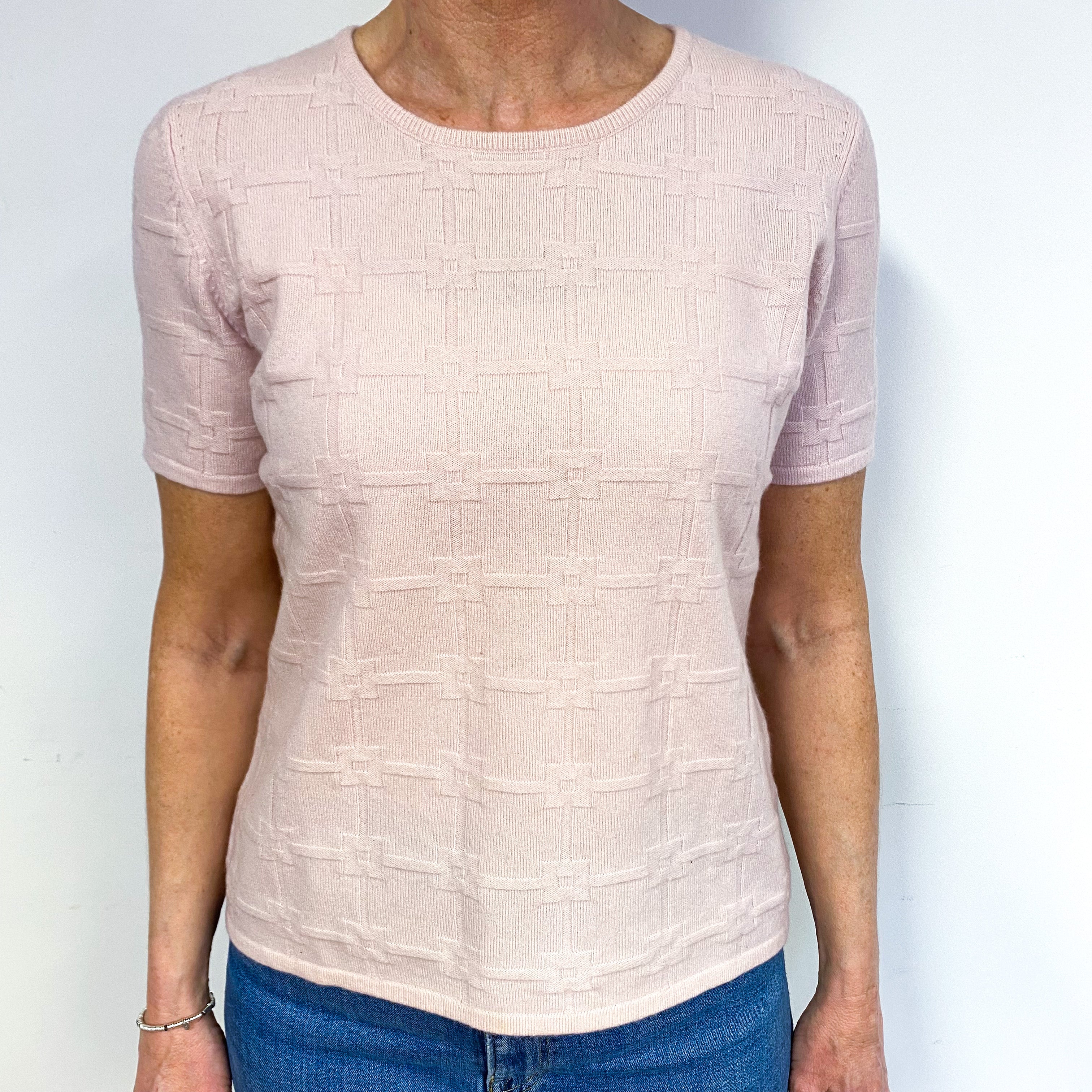 Pale Pink Cashmere Crew Neck Jumper Medium
