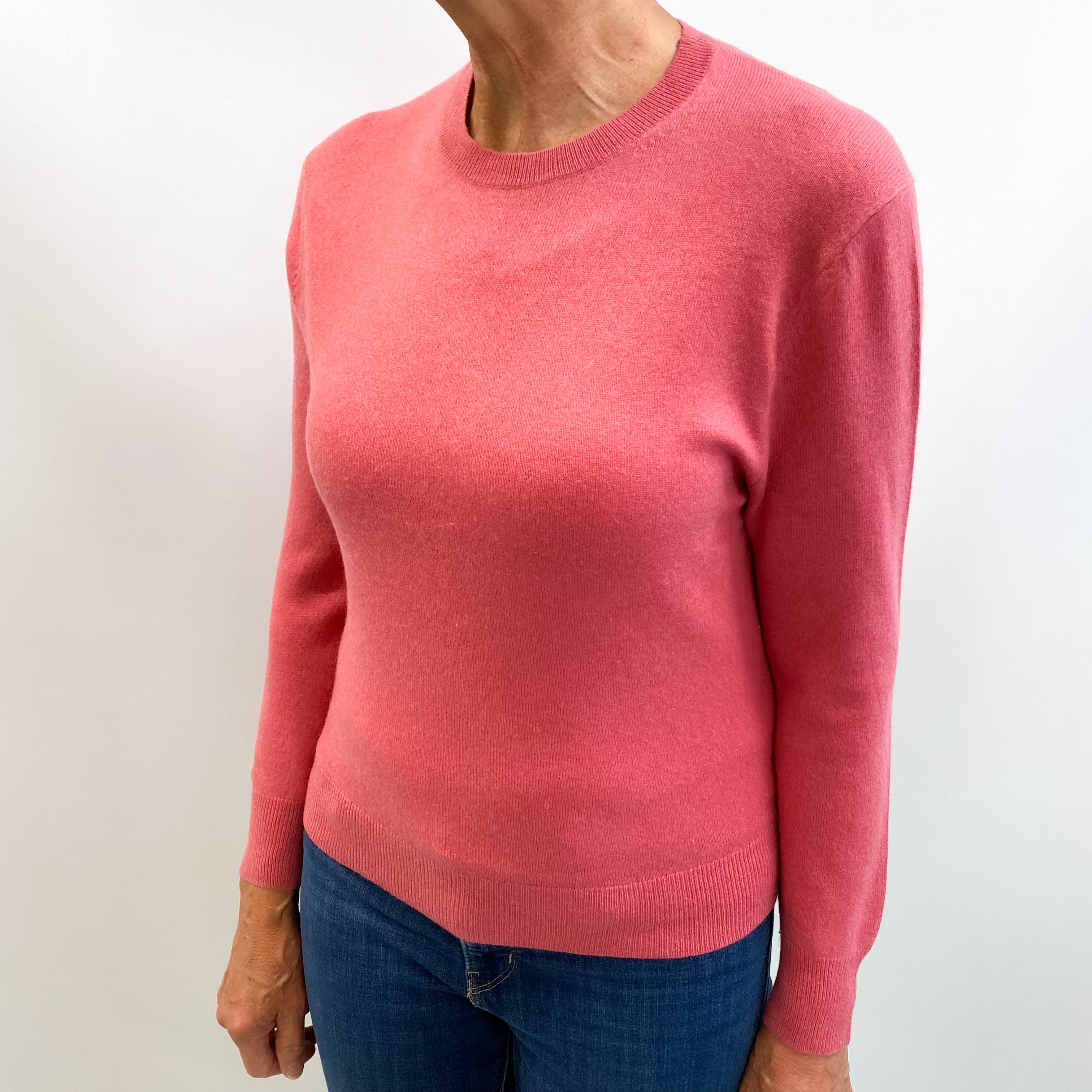 Raspberry Pink Cashmere Crew Neck Jumper Medium