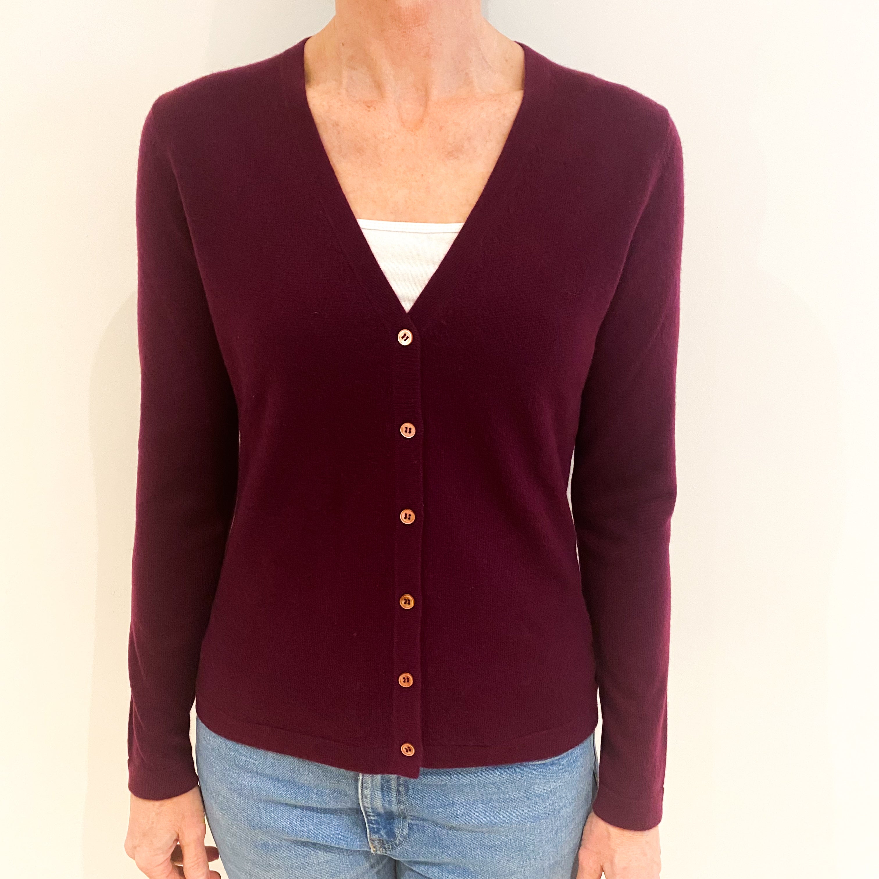 New Mulberry Purple Cashmere V Neck Cardigan Small