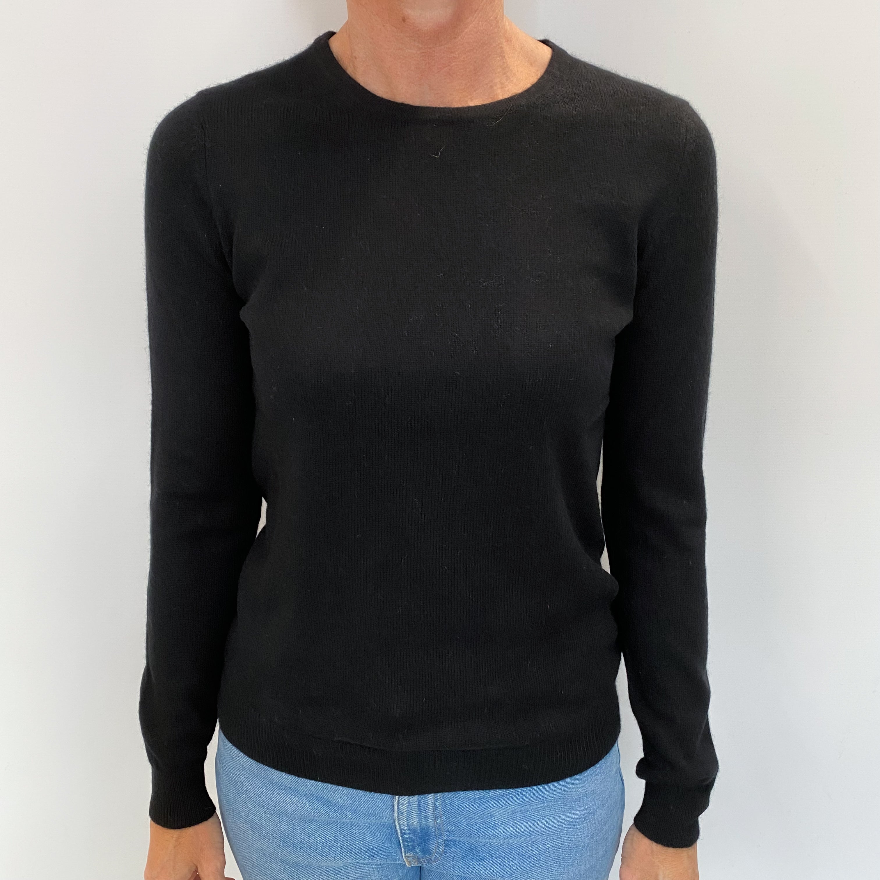 Black Cashmere Crew Neck Jumper Small