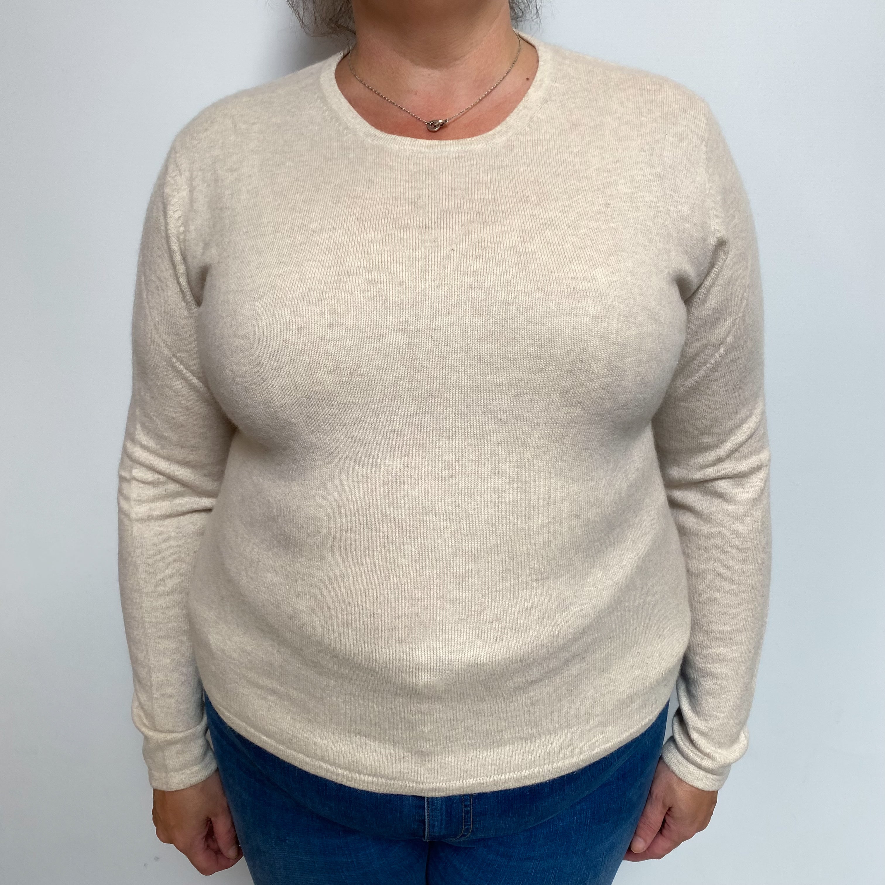 Oatmeal Cashmere Crew Neck Jumper Extra Large