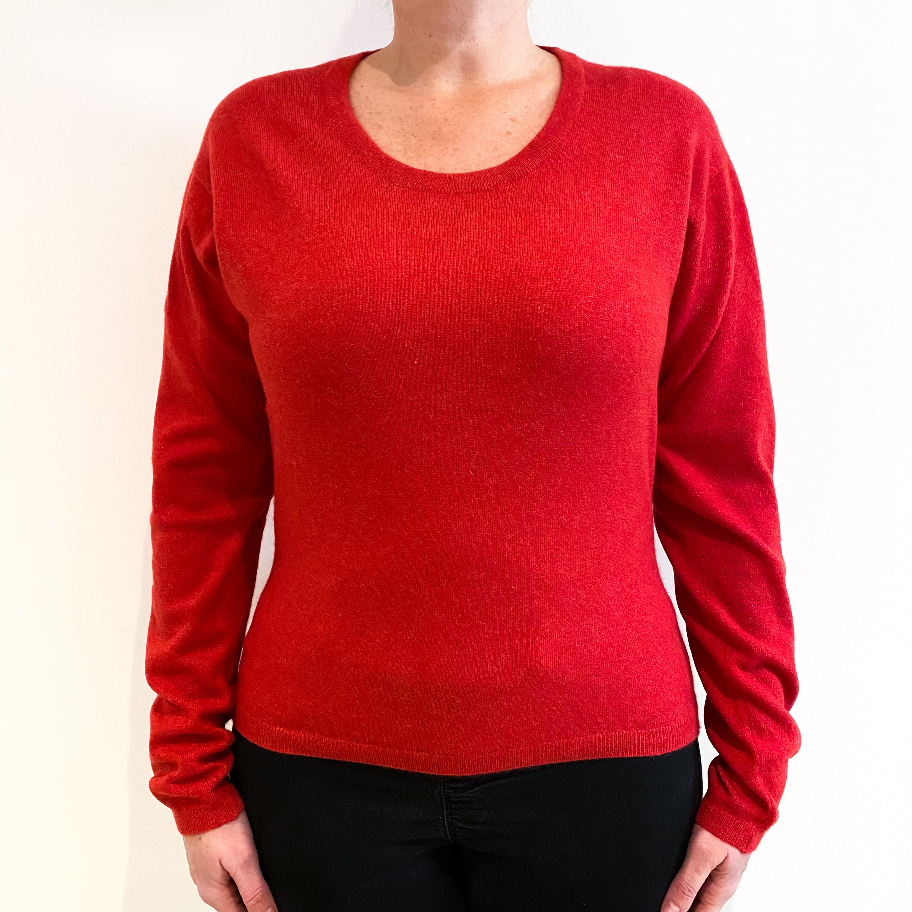 Berry Red Scottish Cashmere Scoop Neck Jumper Large