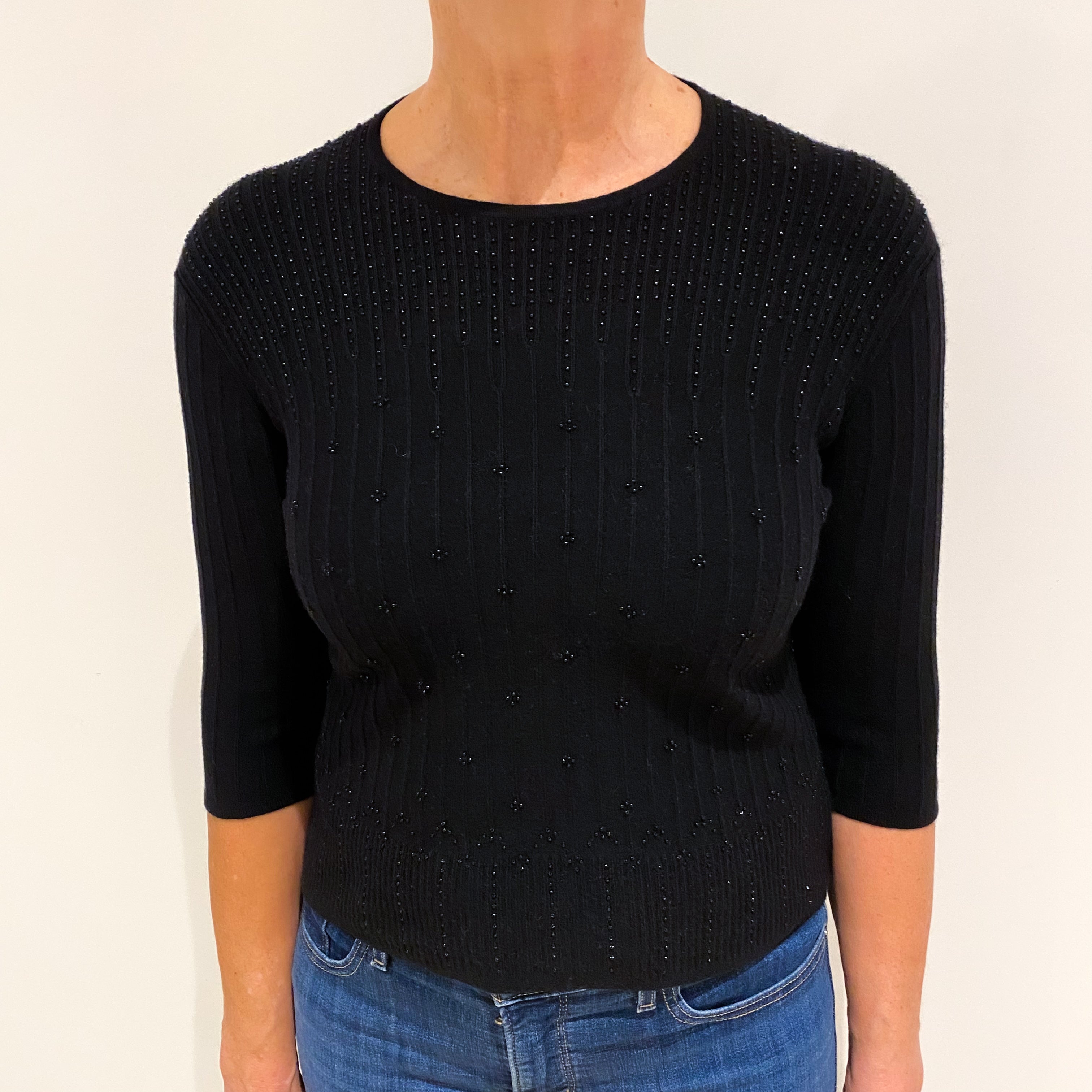 Black Cashmere Crew Neck Jumper Medium