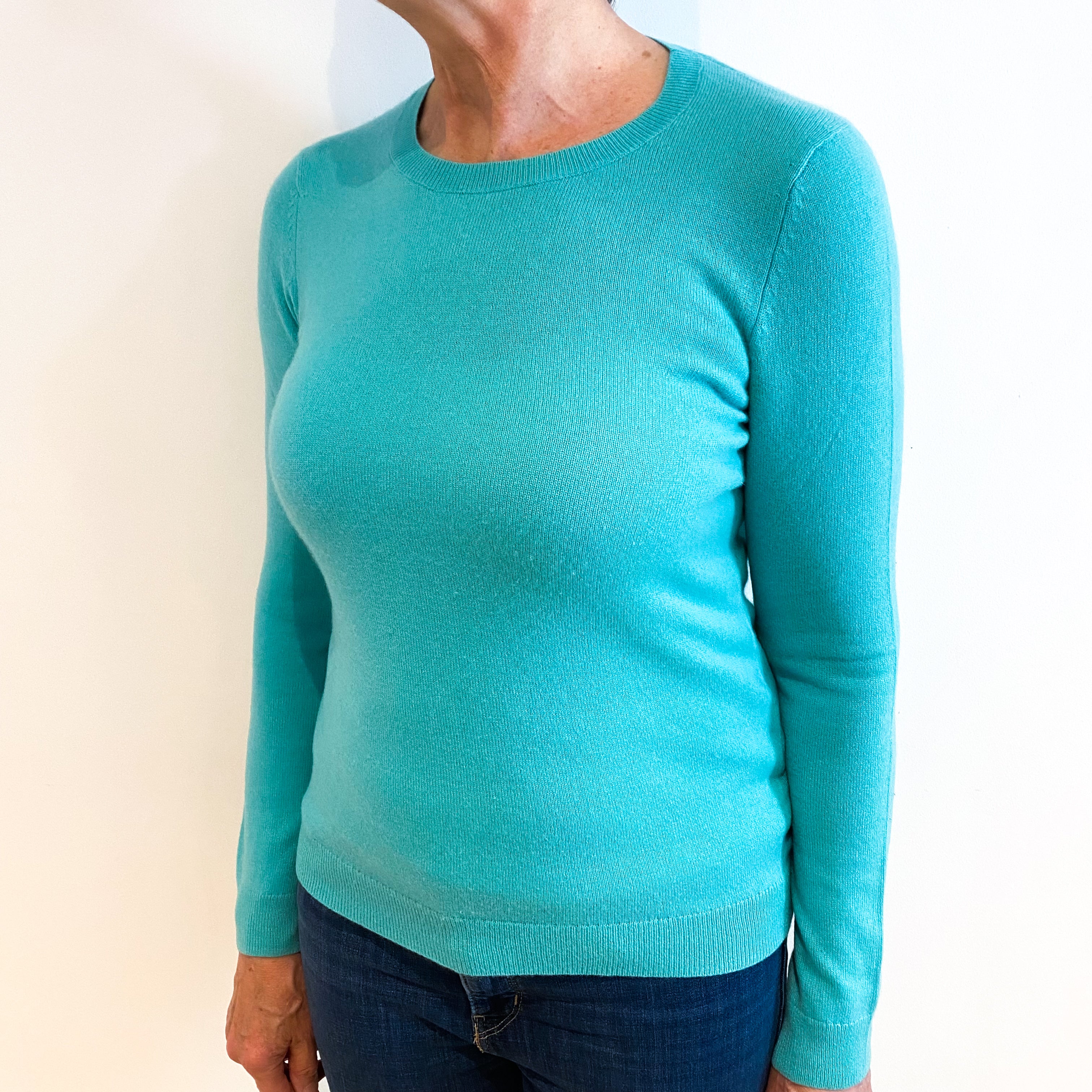 Sea Foam Blue Cashmere Crew Neck Jumper Medium