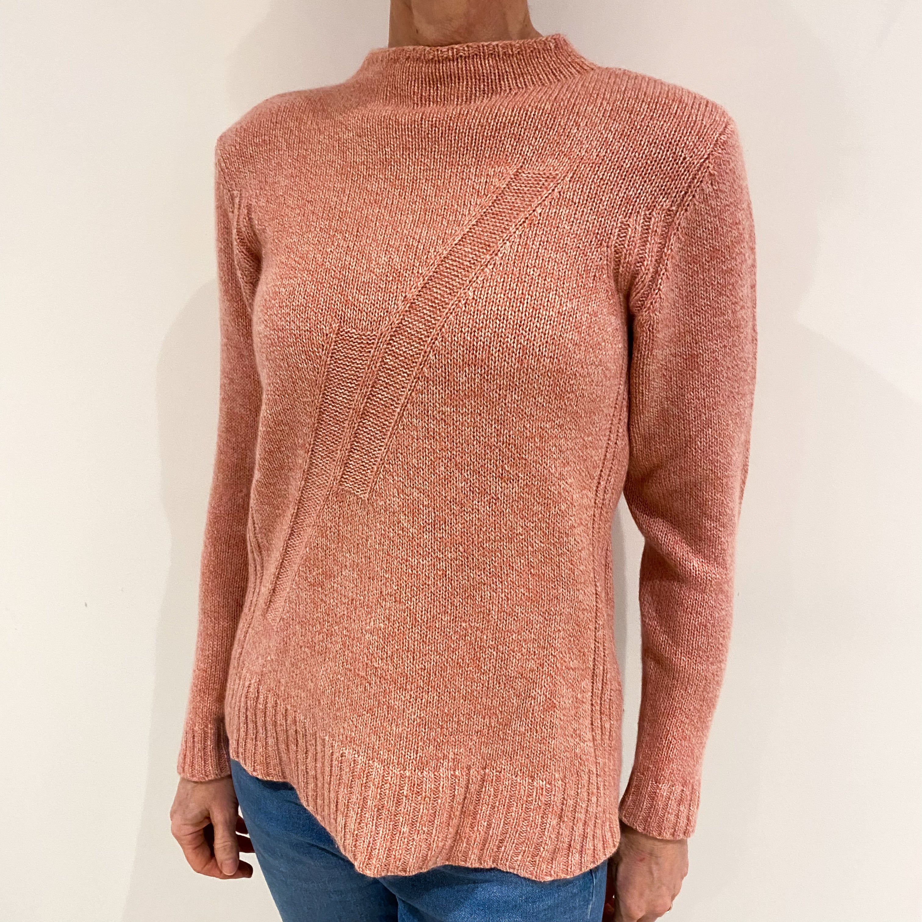 Cranberry Pink Marl Cashmere Turtle Neck Jumper Small