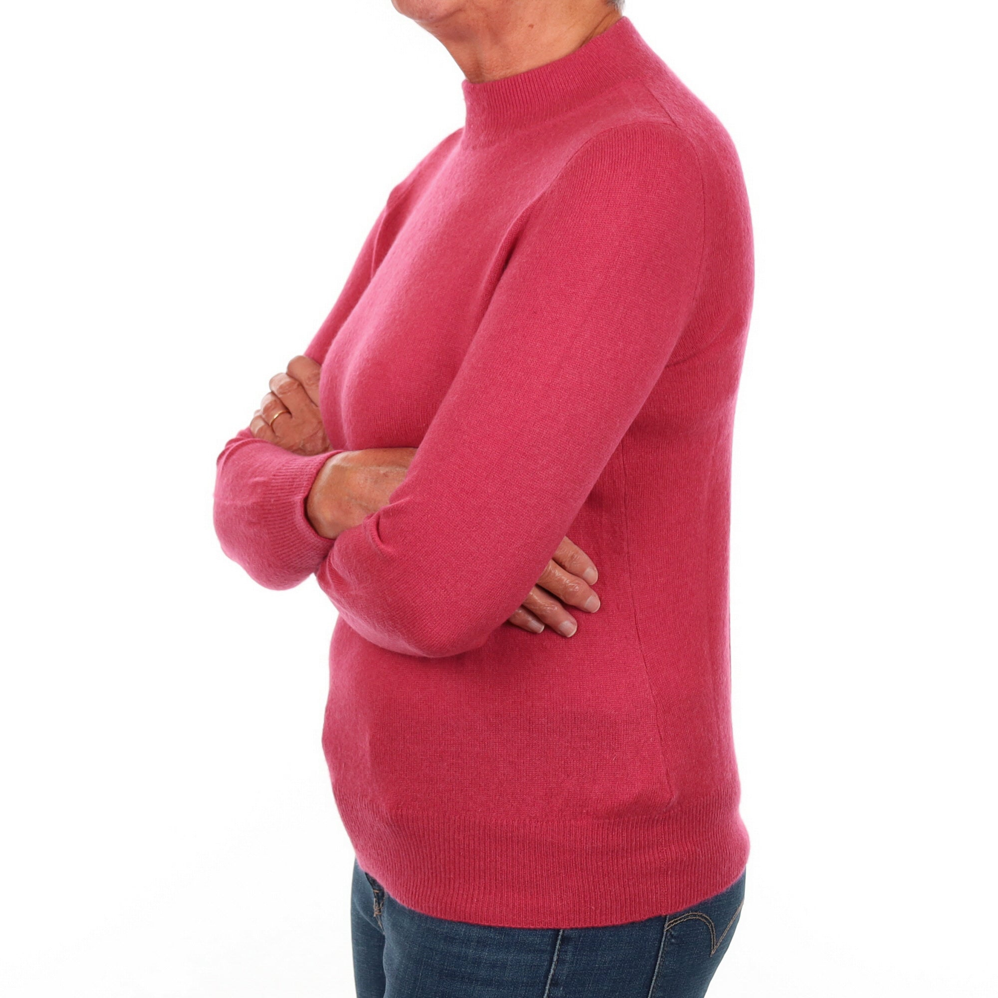 Cranberry Red Cashmere Turtle Neck Jumper Medium
