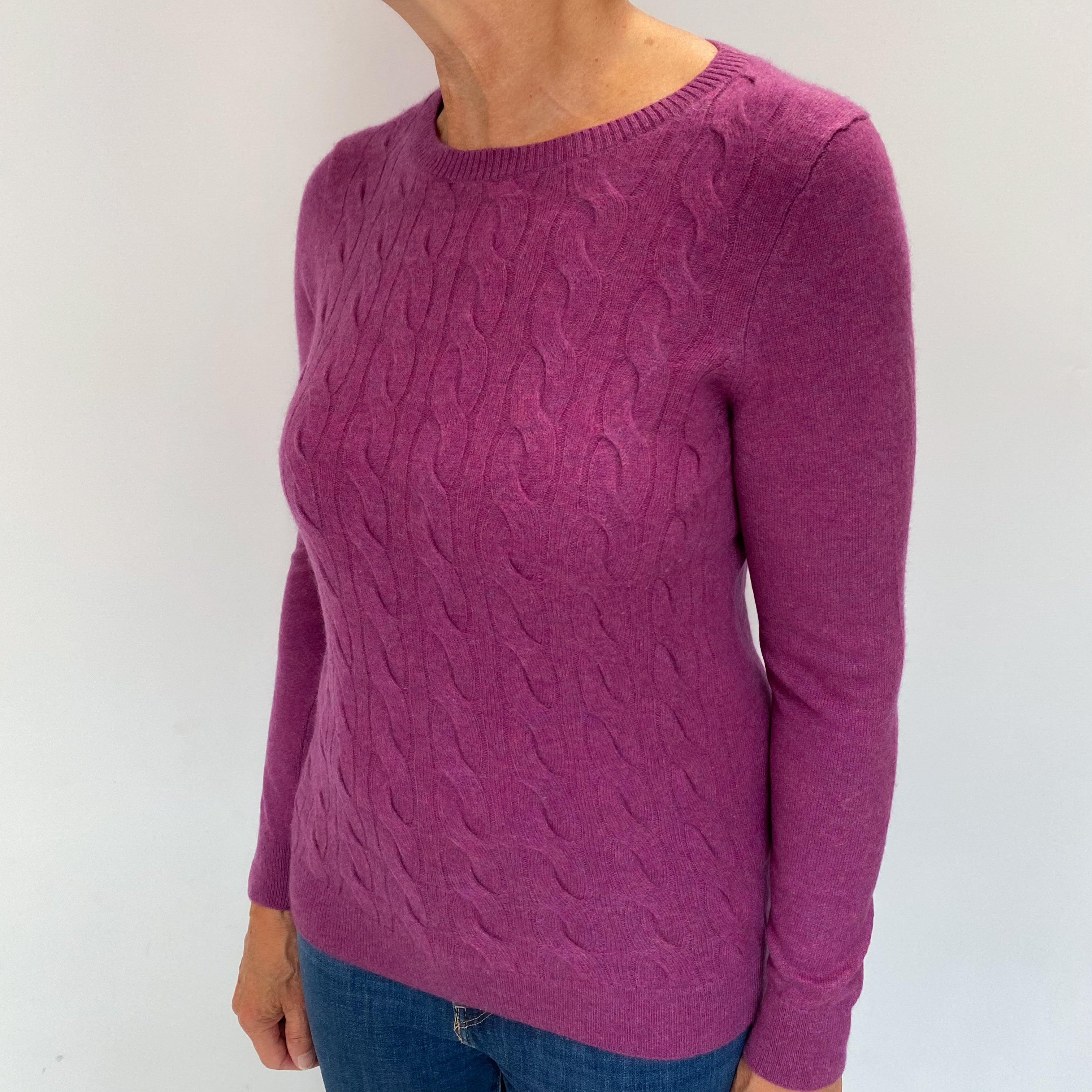 Loganberry Purple Cashmere Crew Neck Jumper Medium
