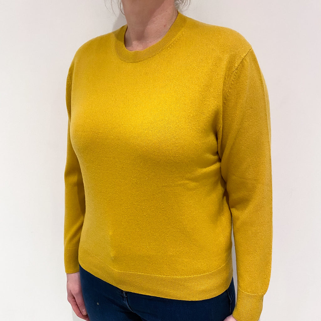 Mustard Yellow Cashmere Crew Neck Jumper Large