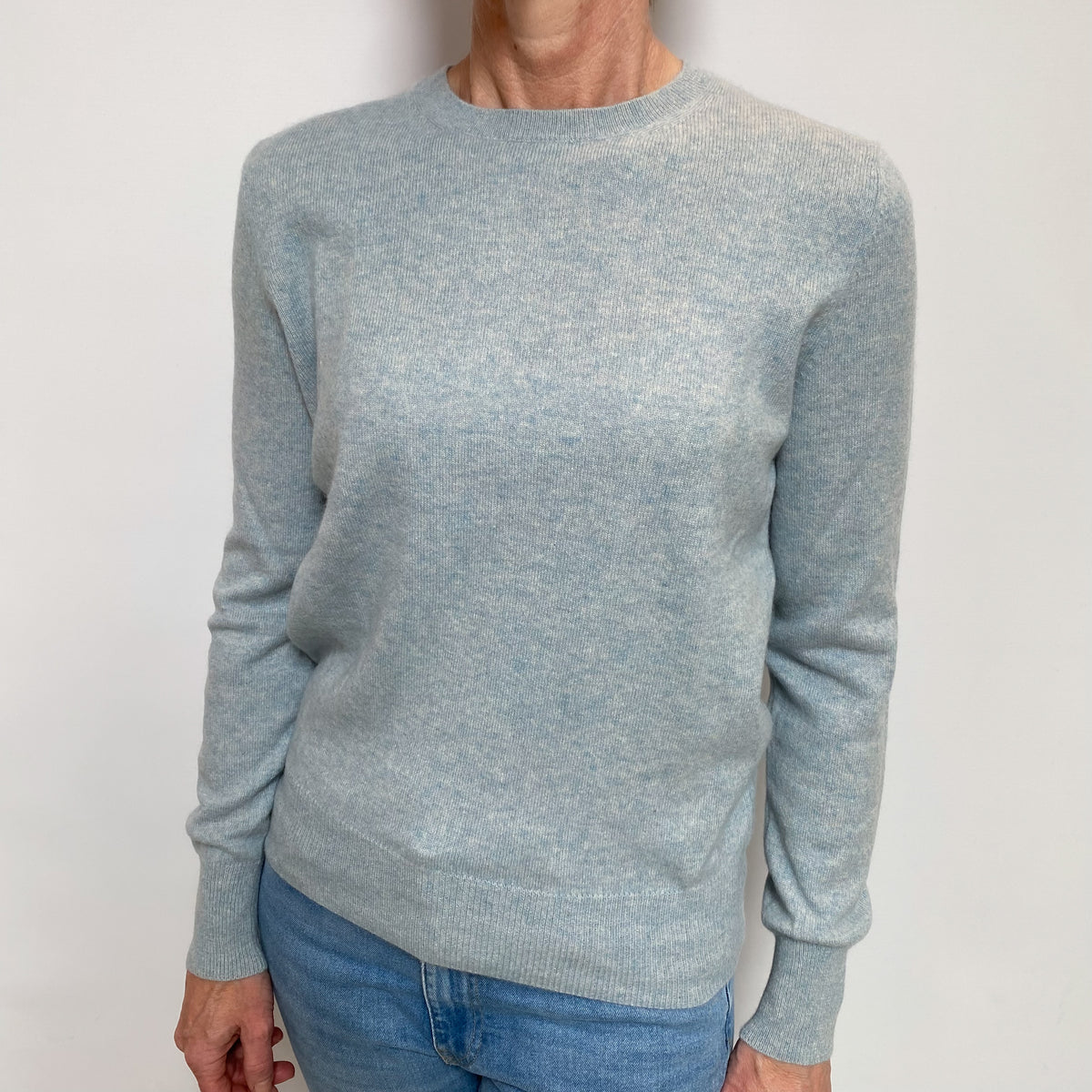 Opal Blue Cashmere Crew Neck Jumper Small