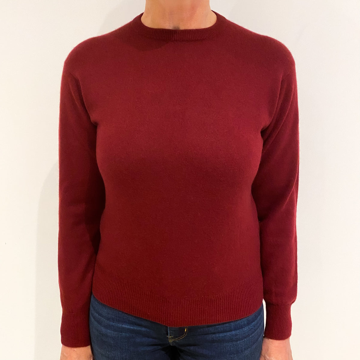 Maroon Red Cashmere Crew Neck Jumper Medium