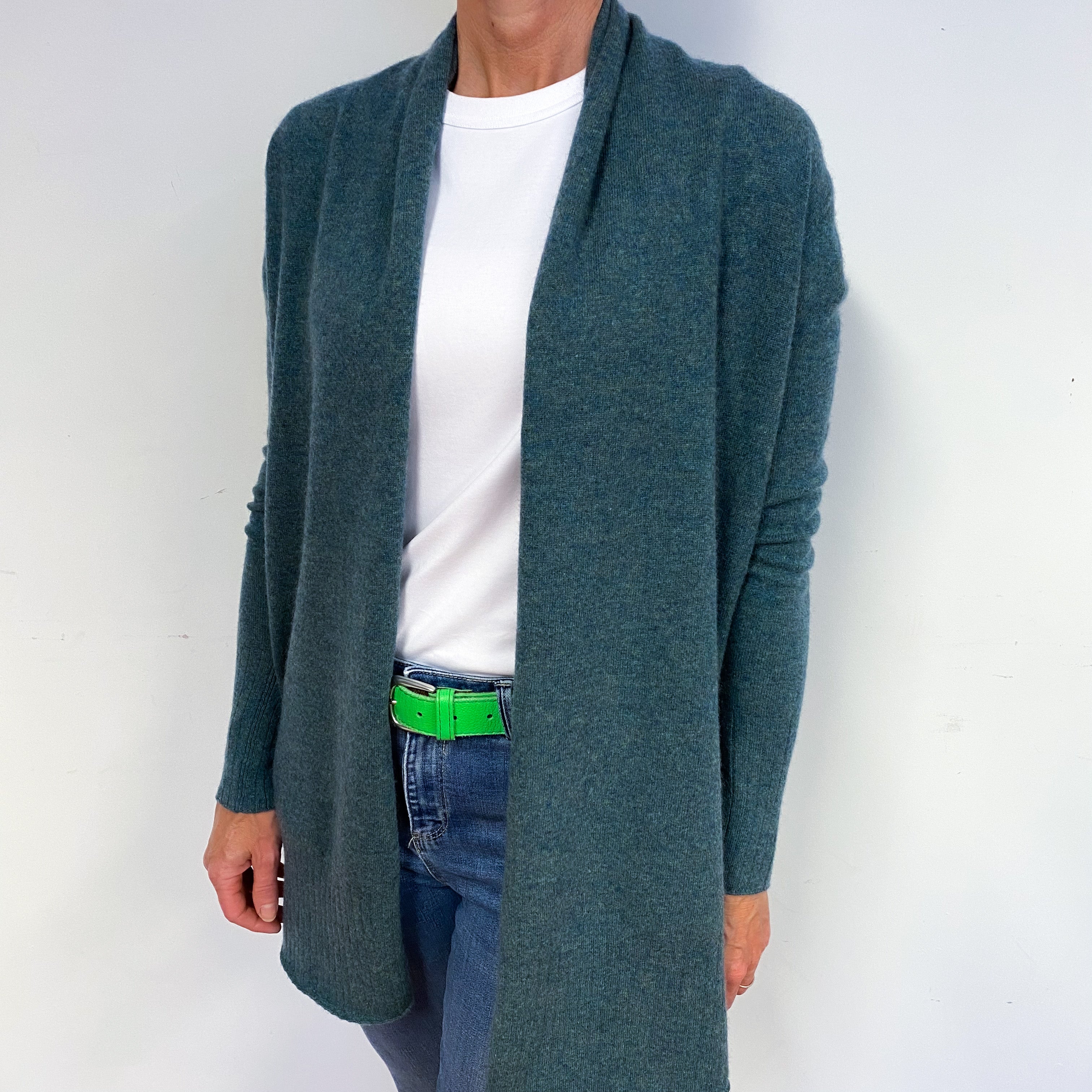 Spruce Green Cashmere Edge to Edge Cardigan Medium