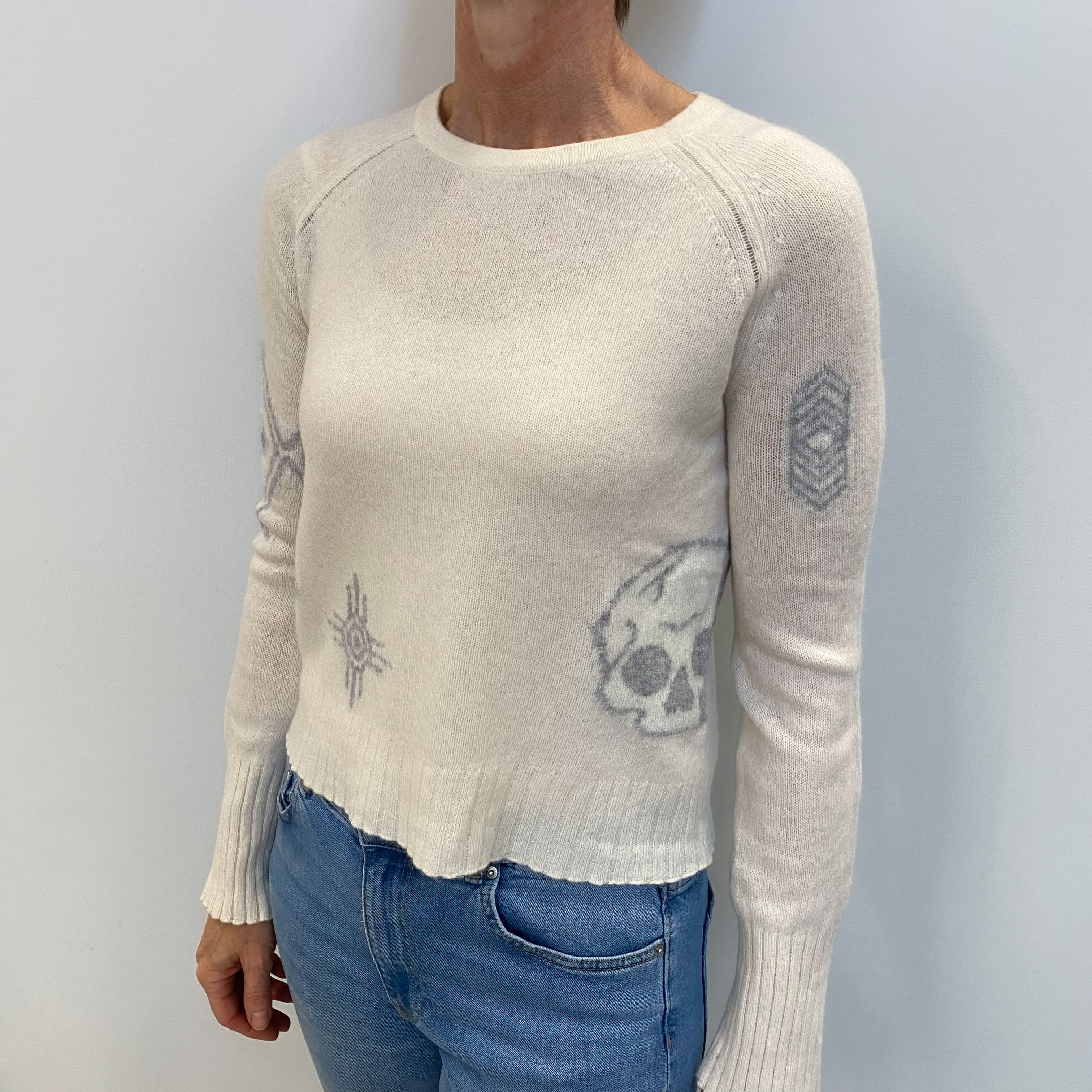 Winter White Cashmere Crew Neck Jumper Small