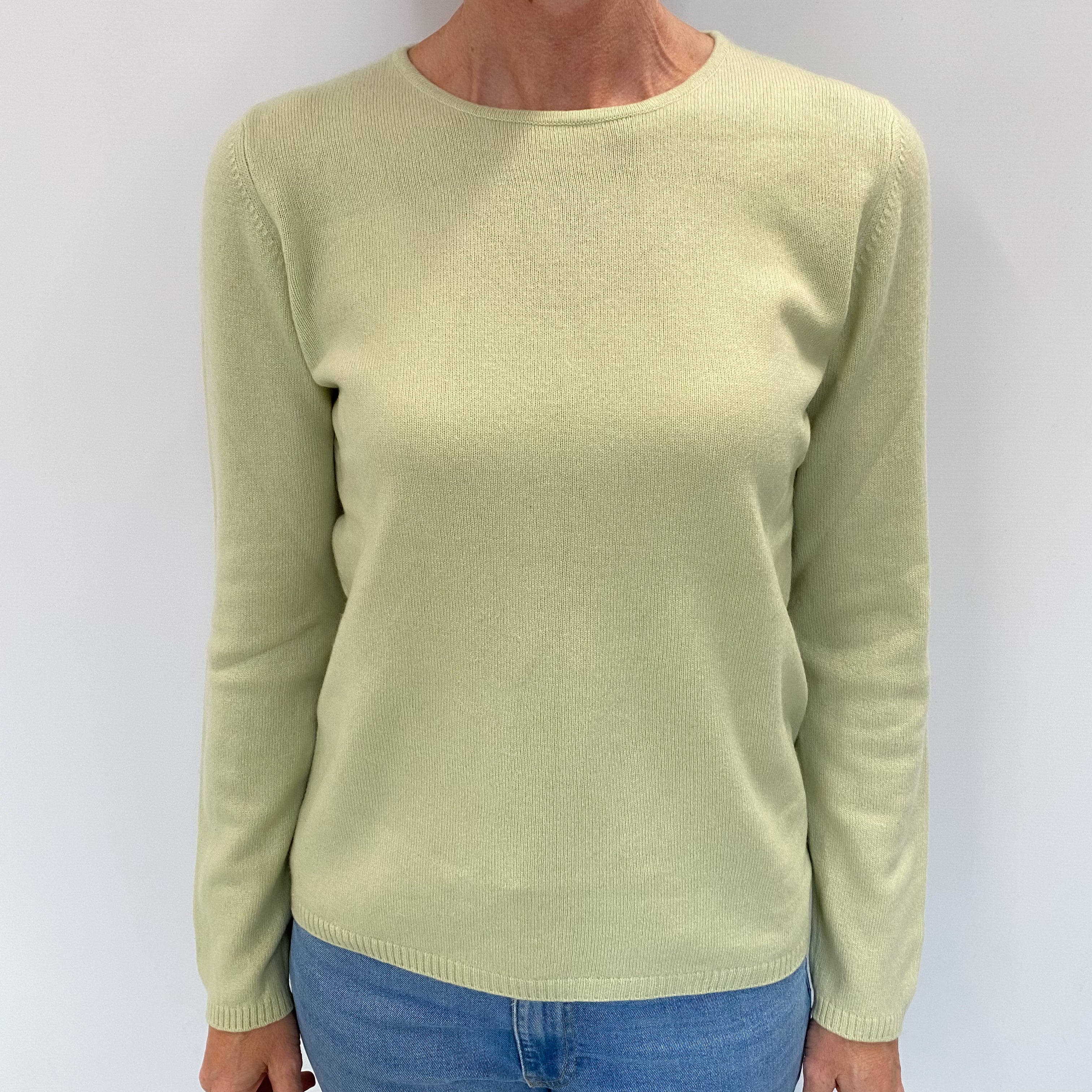 Chicory Green Cashmere Crew Neck Jumper Small