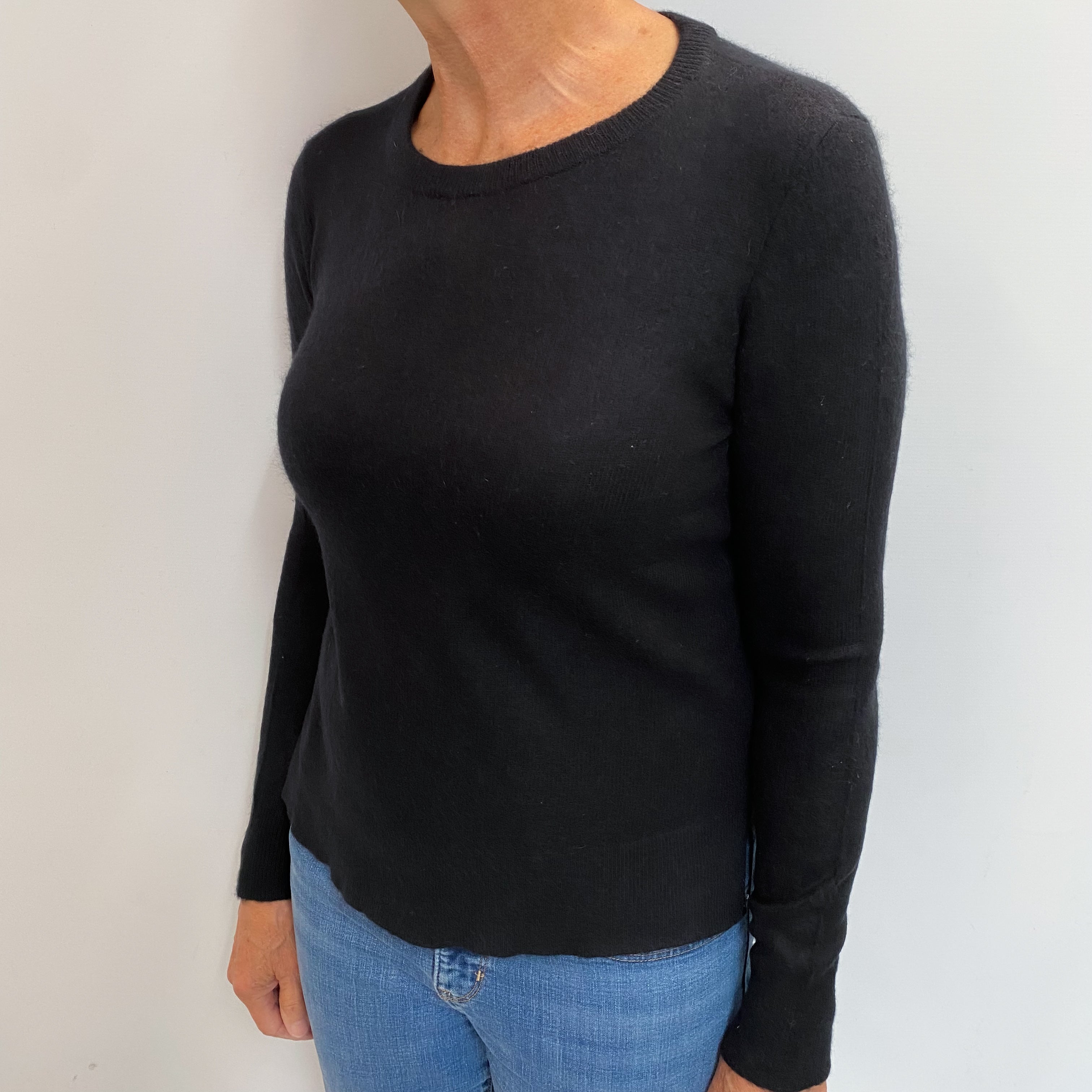 Black Cashmere Crew Neck Jumper Medium