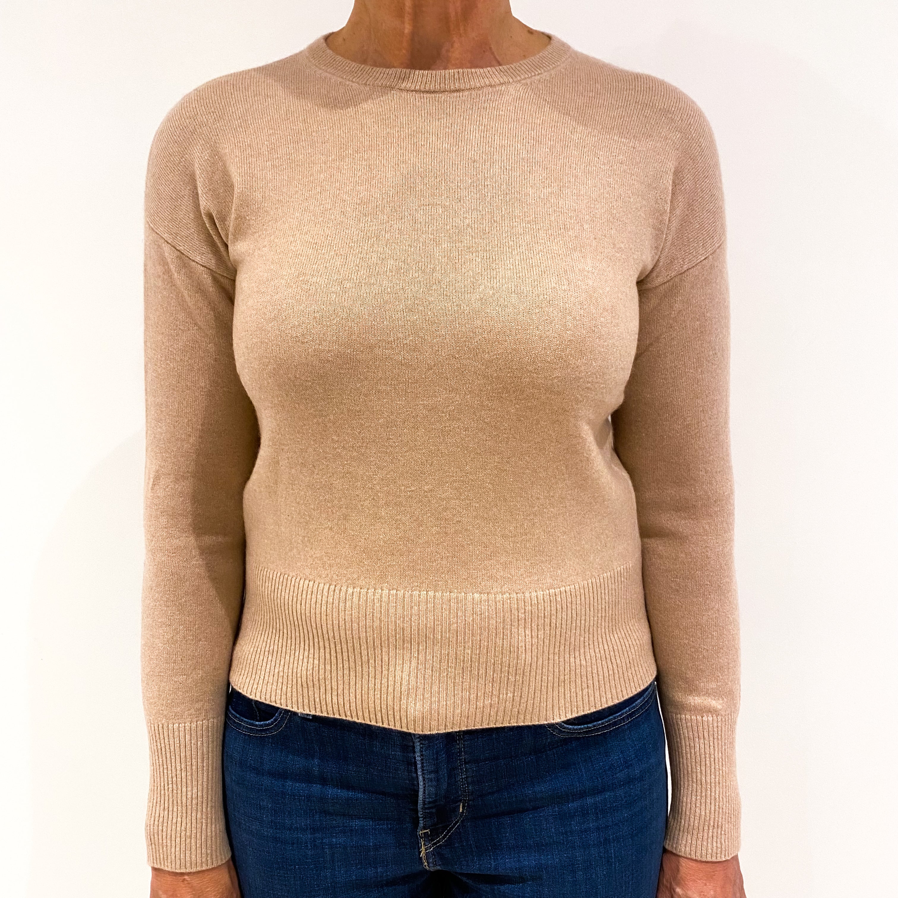 Pale Pink Cashmere Crew Neck Jumper Medium