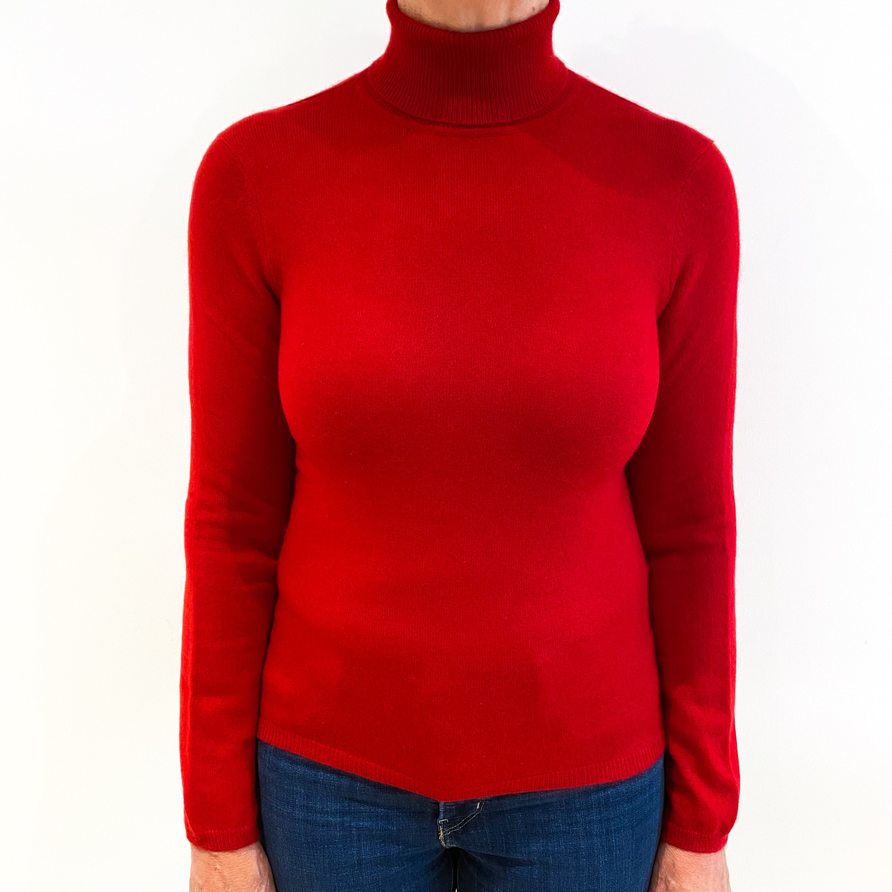 Scarlett Red Cashmere Polo Neck Jumper Medium