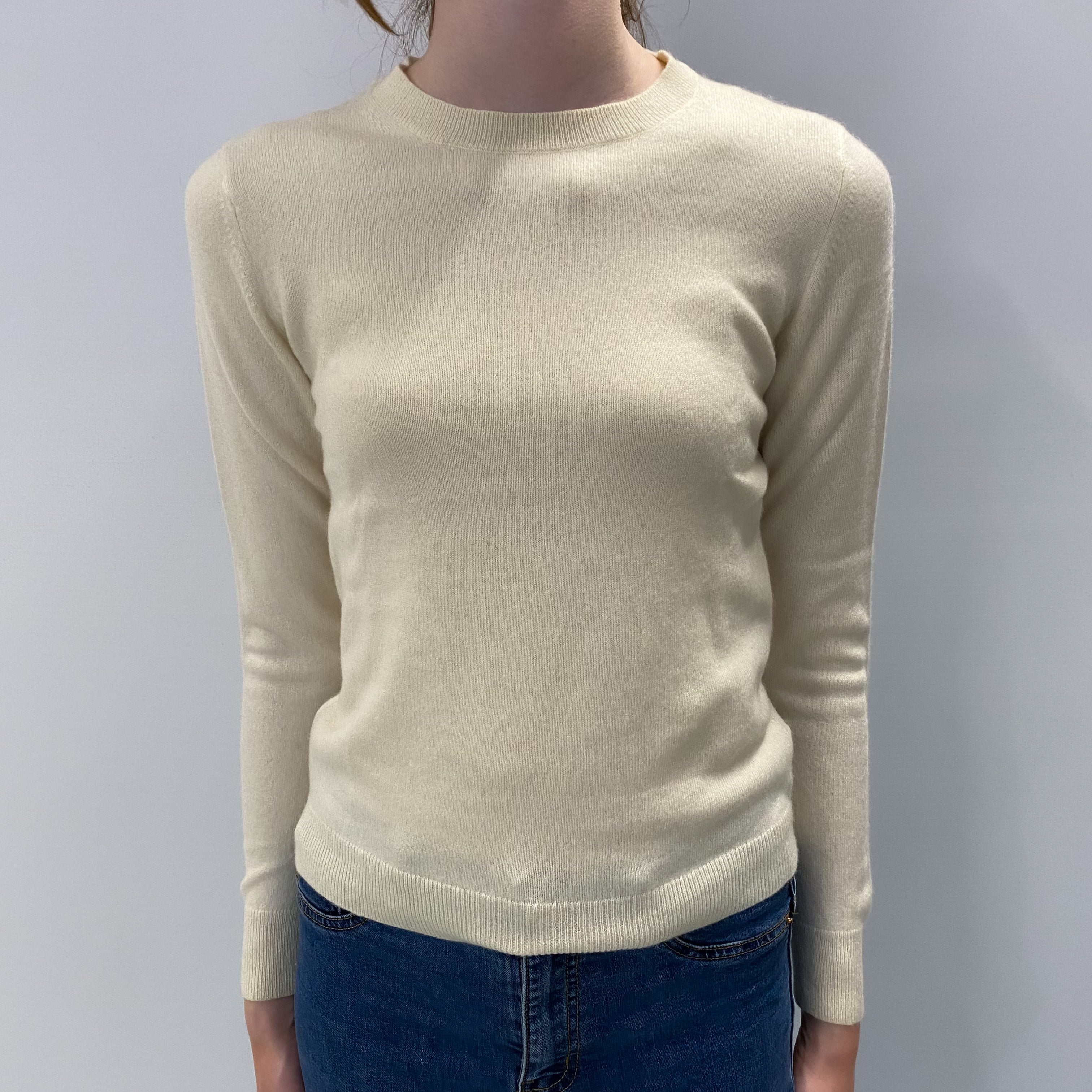 Vanilla Cream Cashmere Crew Neck Jumper Extra Small