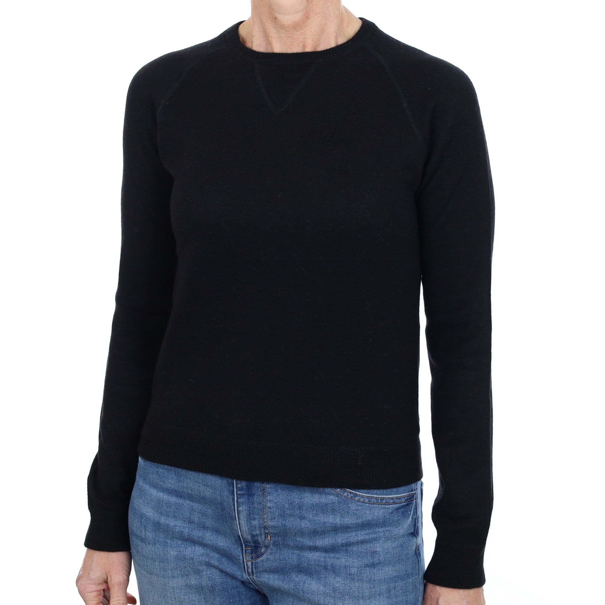 Black Cashmere Crew Neck Jumper Small