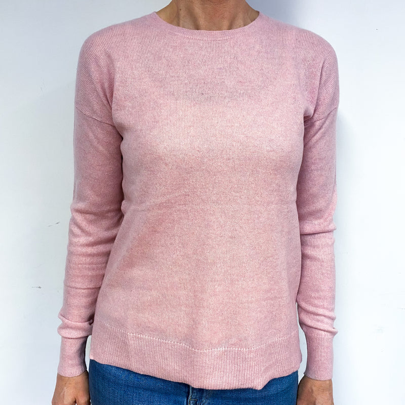 Carnation Pink Cashmere Crew Neck Jumper Medium