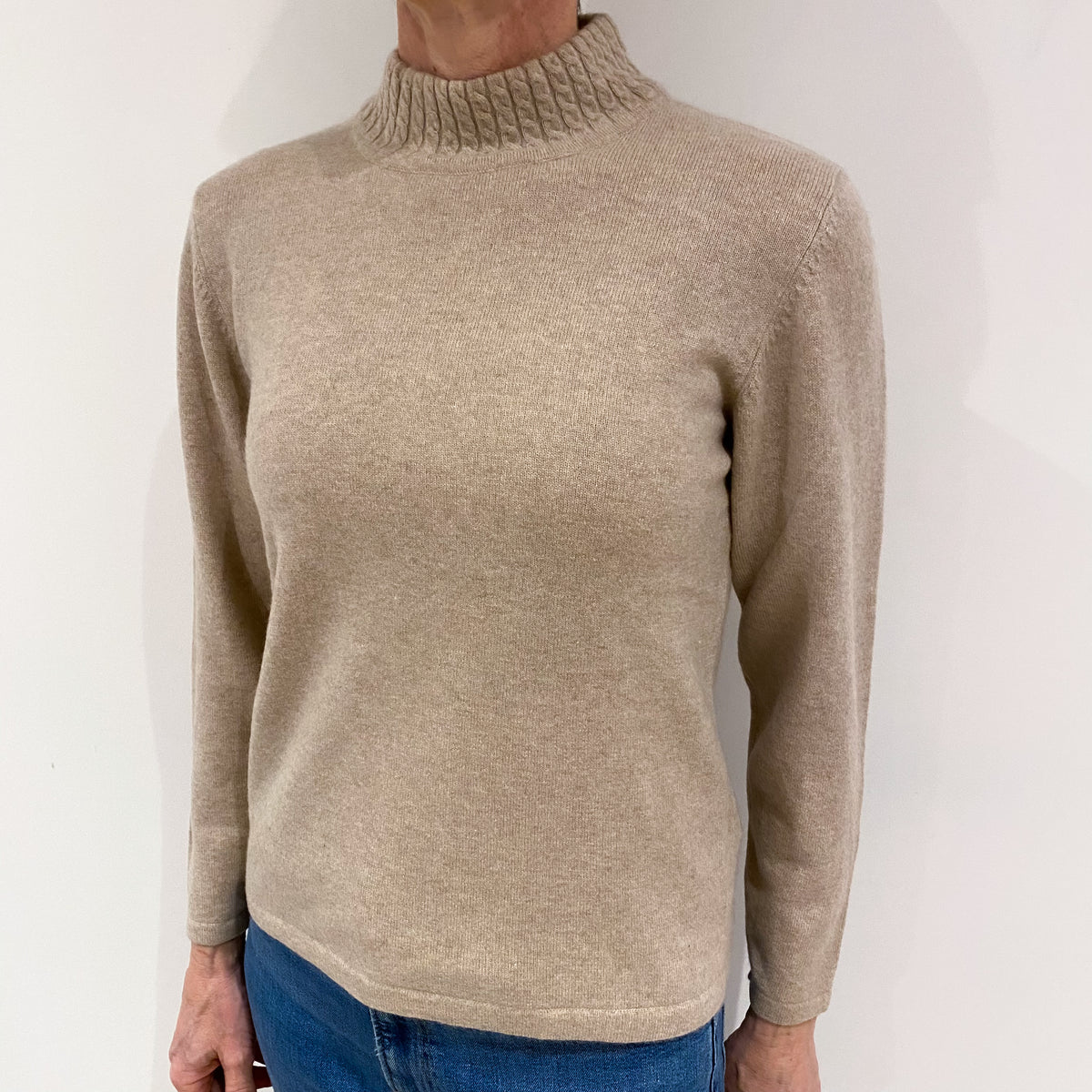 Biscuit Brown Cashmere Turtle Neck Jumper Small