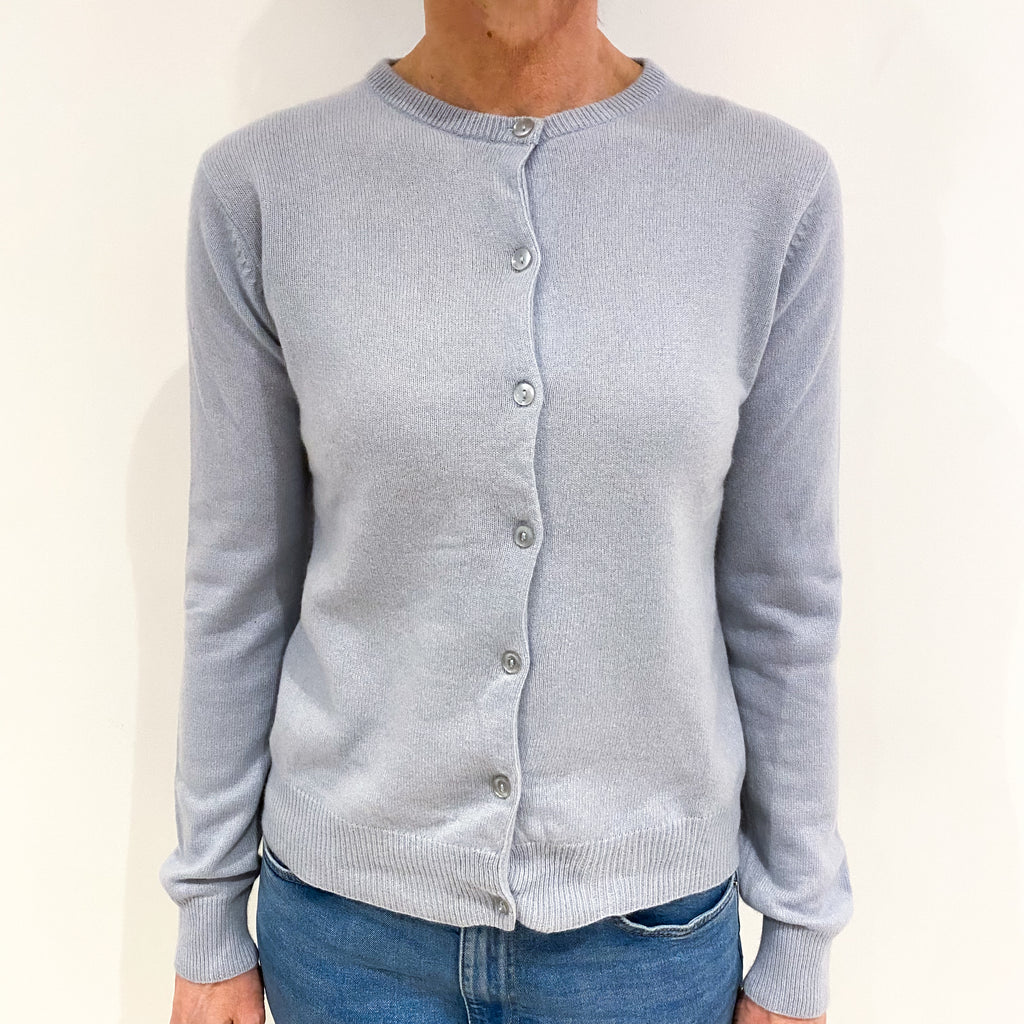 Frost Blue Cashmere Crew Neck Cardigan Small