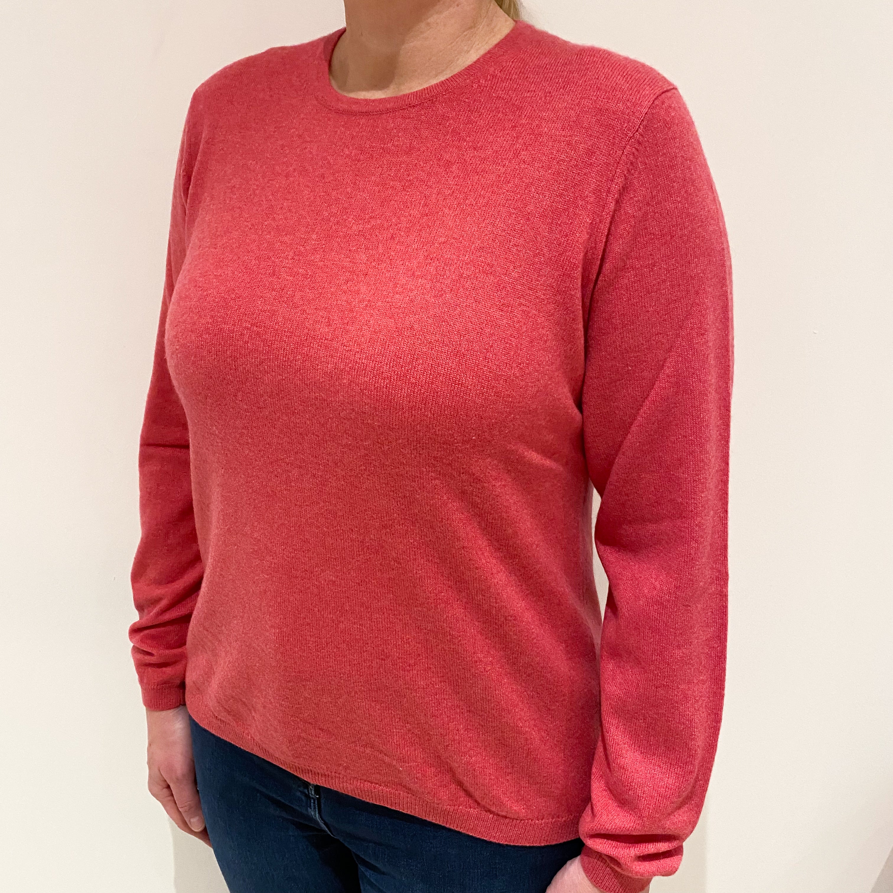 Loganberry Pink Cashmere Crew Neck Jumper Large