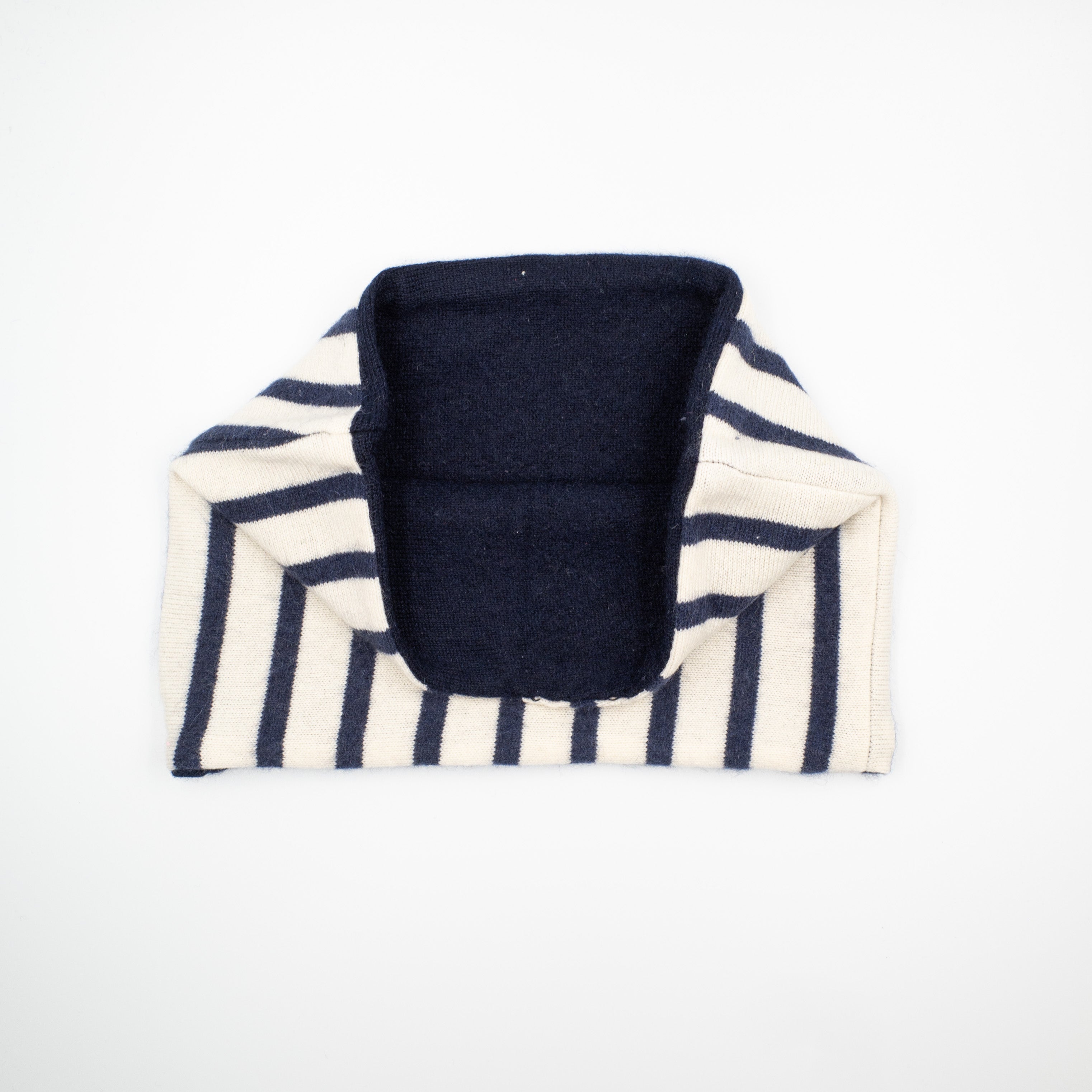 Dark Navy and Cream Stripe Neck Warmer