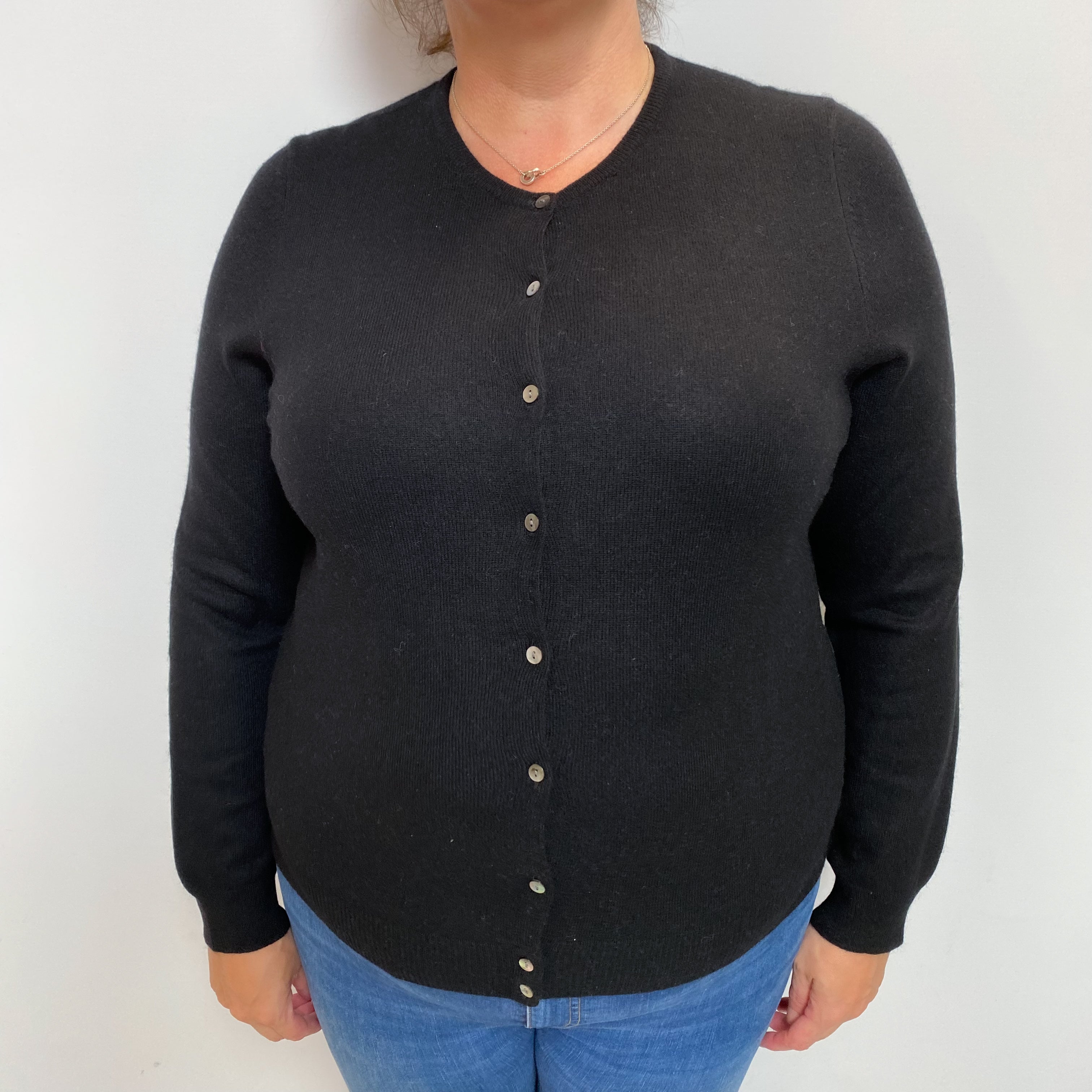 Black Cashmere Crew Cardigan Extra Large