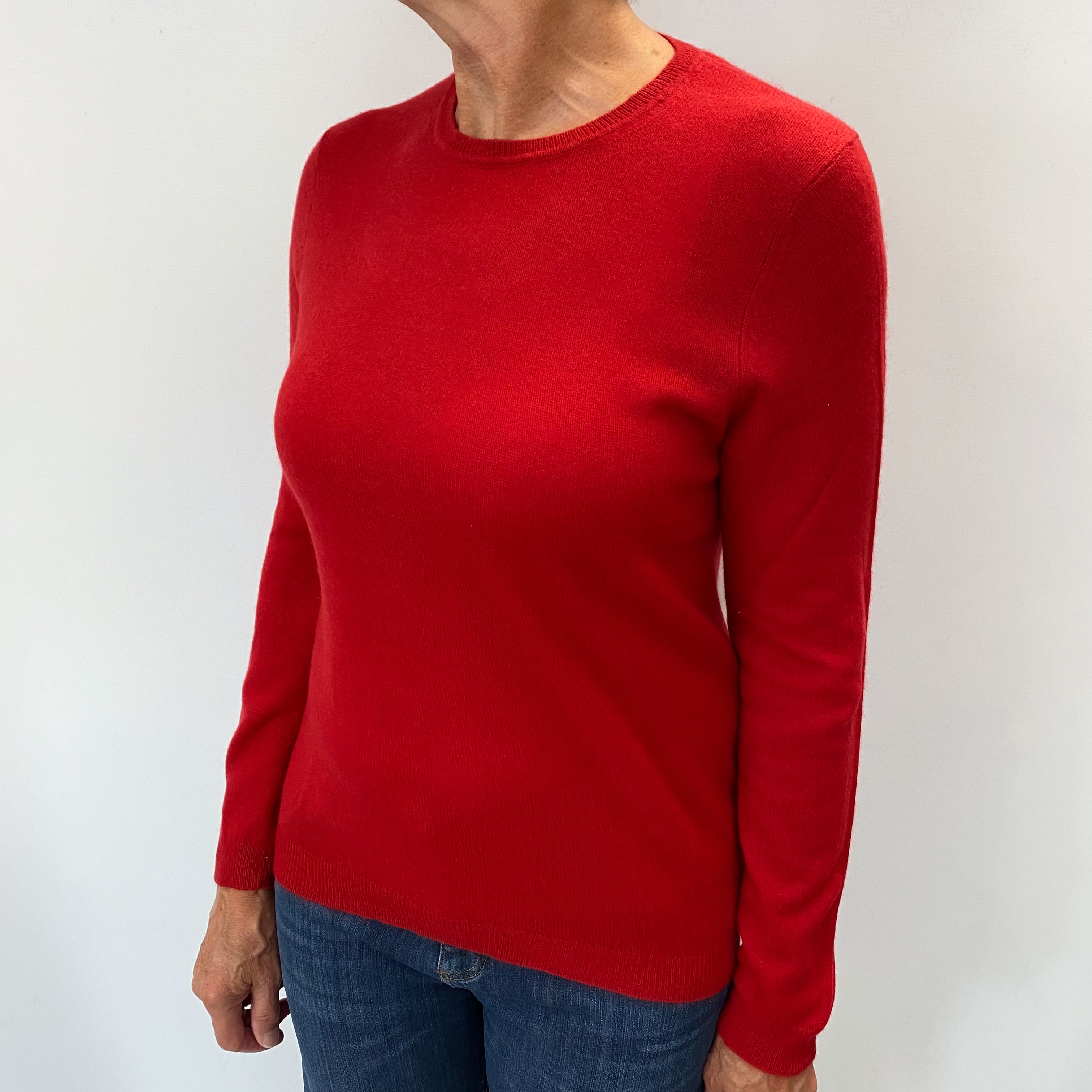 Post Box Red Cashmere Crew Neck Jumper Medium