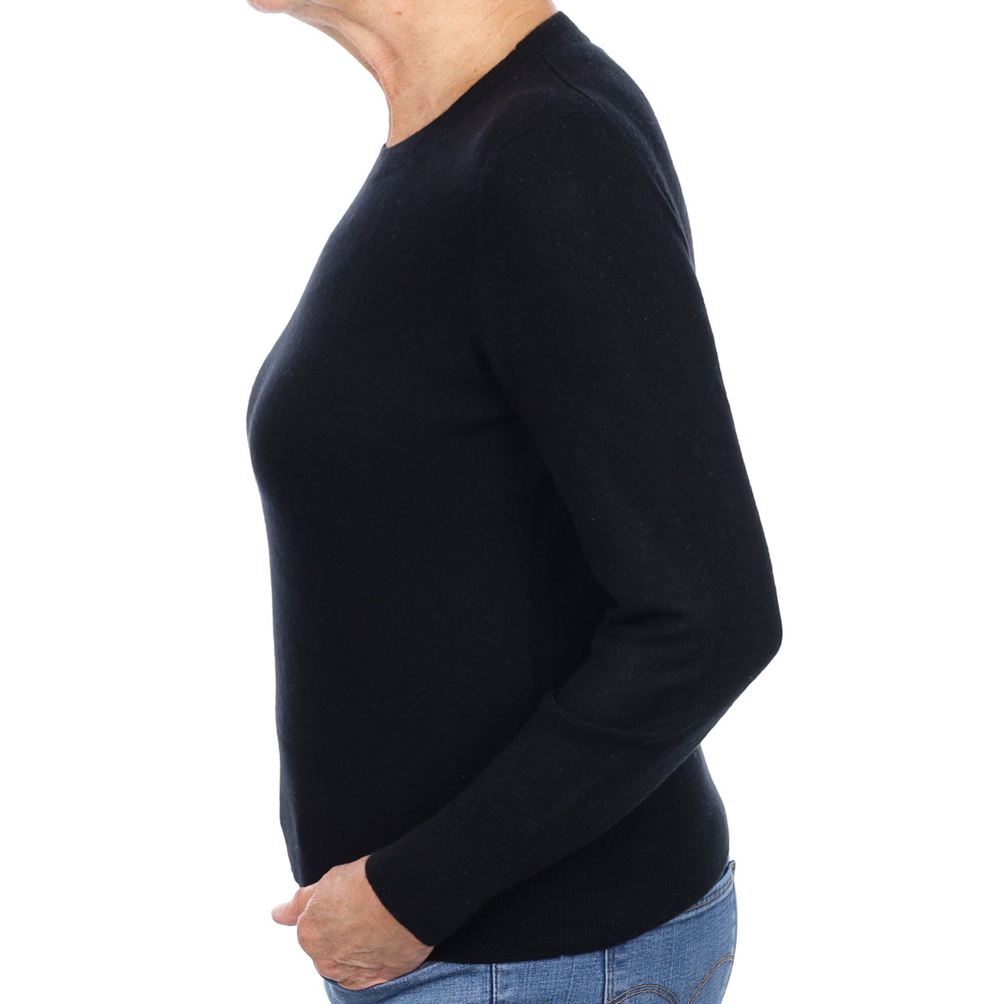 Black Cashmere Crew Neck Jumper Medium