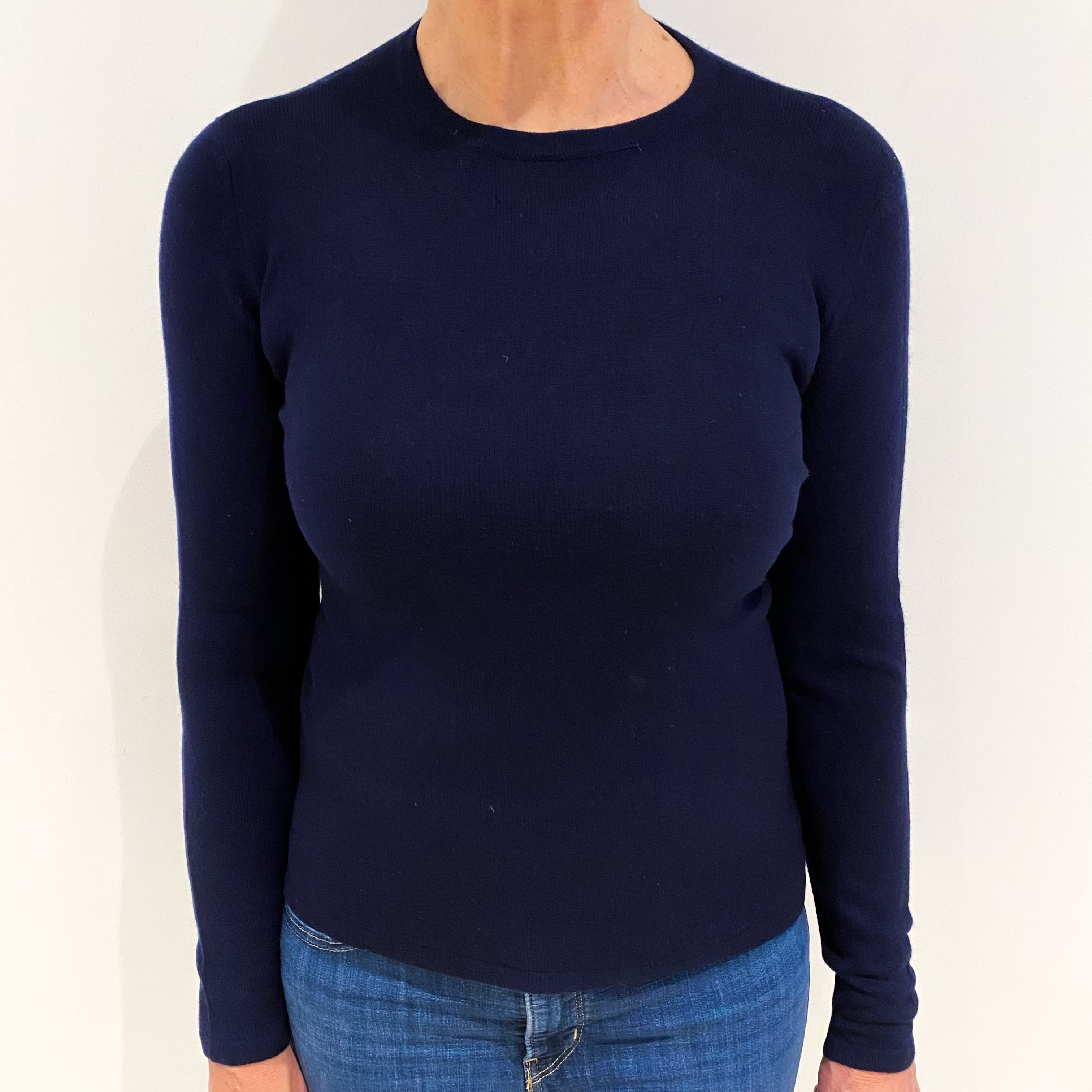 Dark Navy Cashmere Crew Neck Jumper Medium