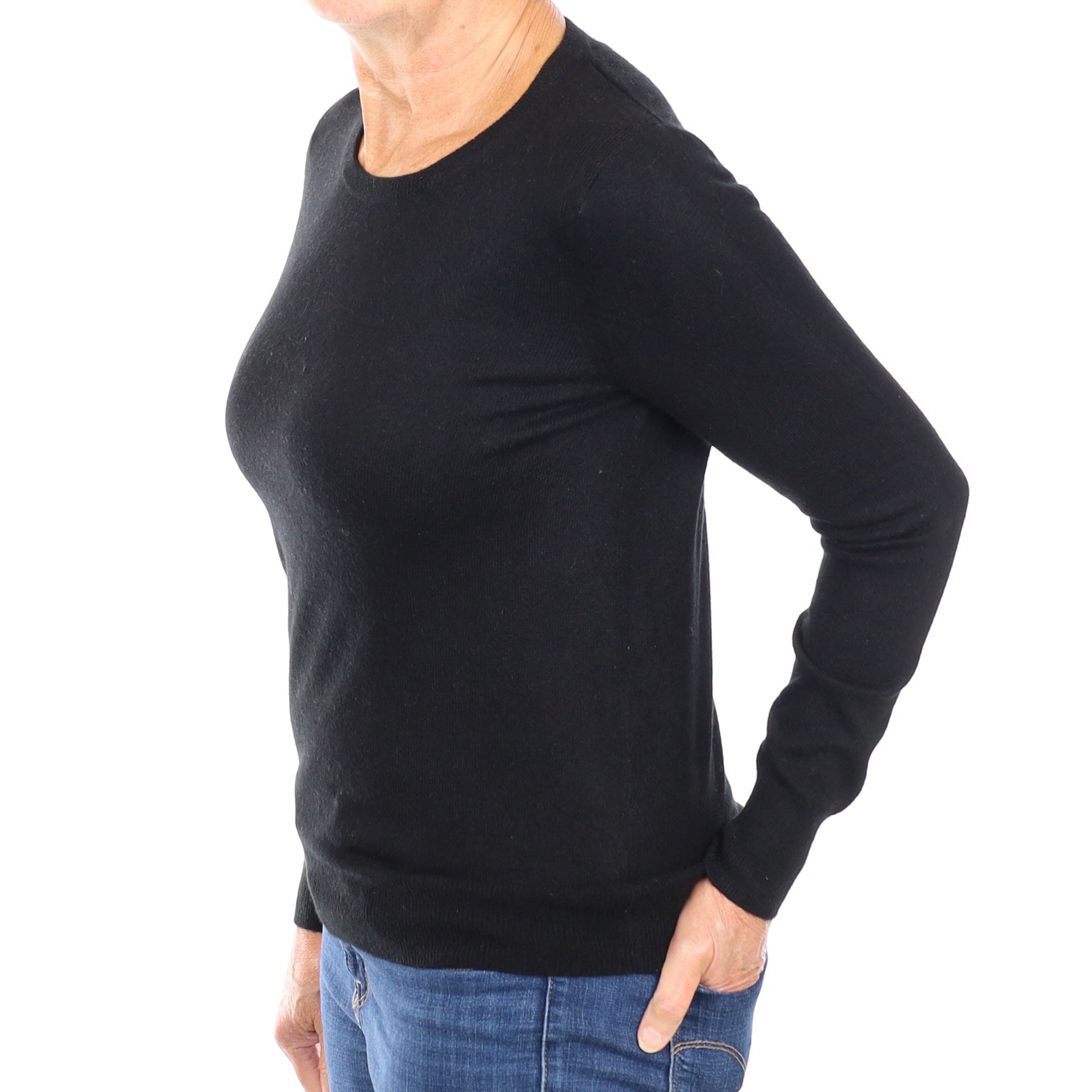 Black Cashmere Crew Neck Jumper Medium