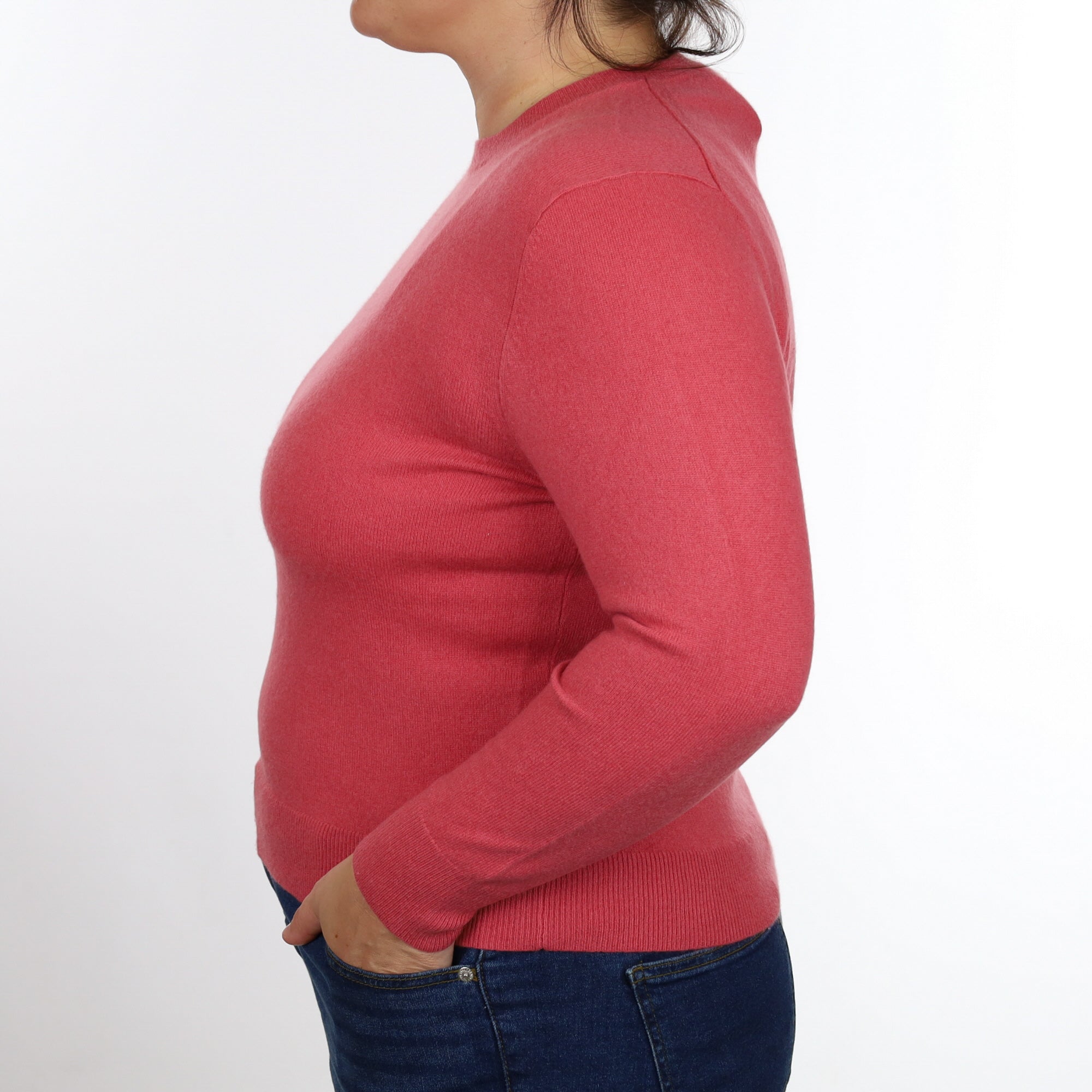 Loganberry Pink Cashmere Crew Neck Jumper Large
