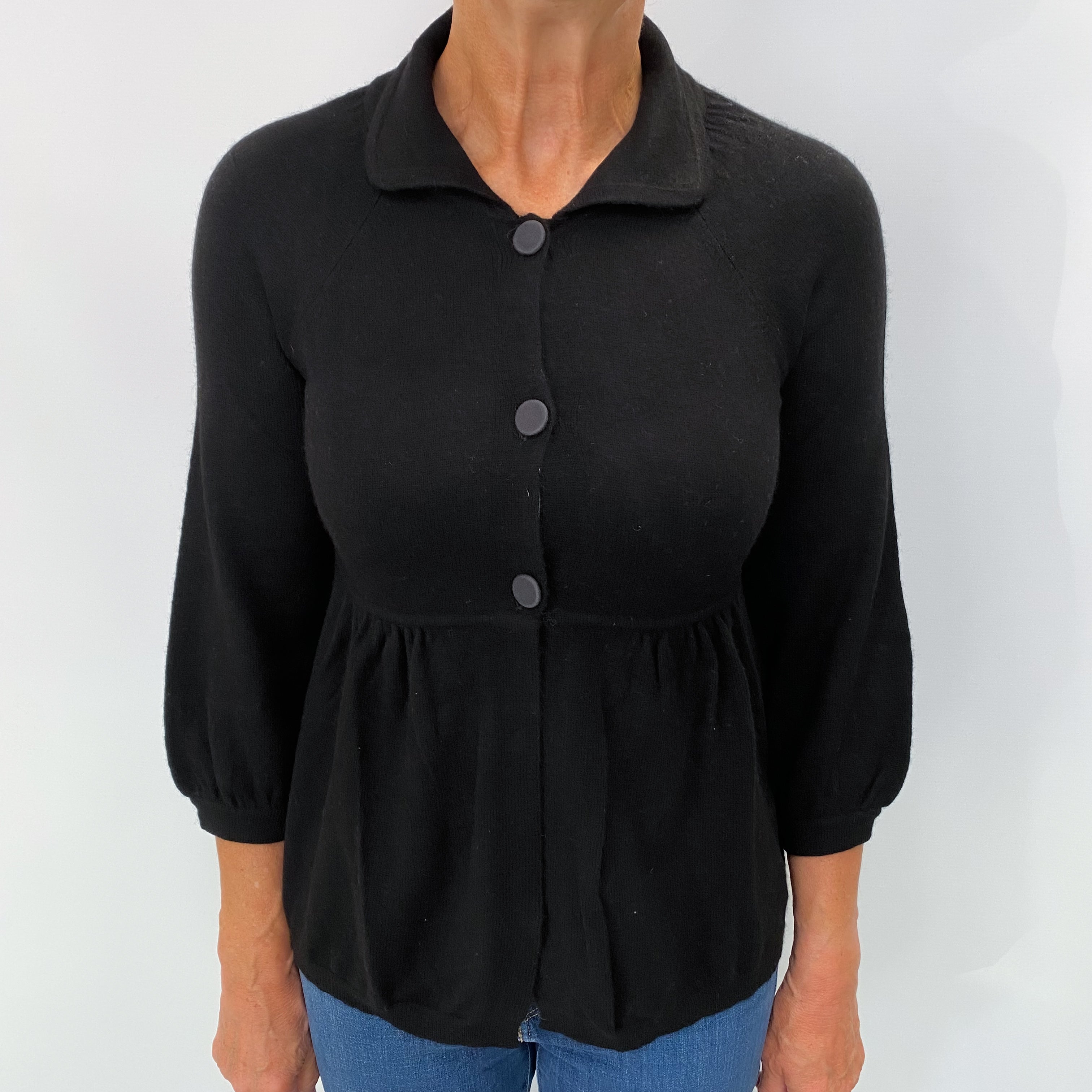 Black Cashmere Collared Cardigan Medium