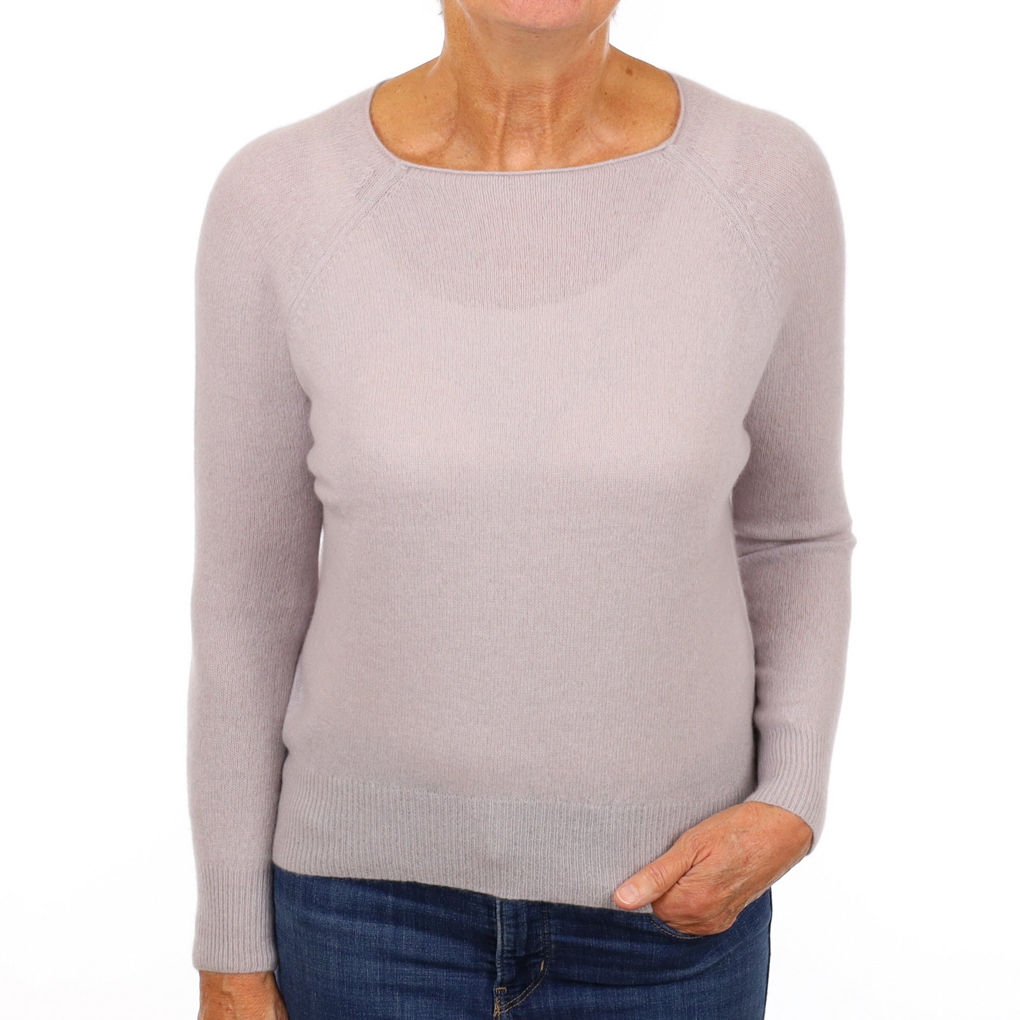 Thistle Purple Cashmere Crew Neck Jumper Medium