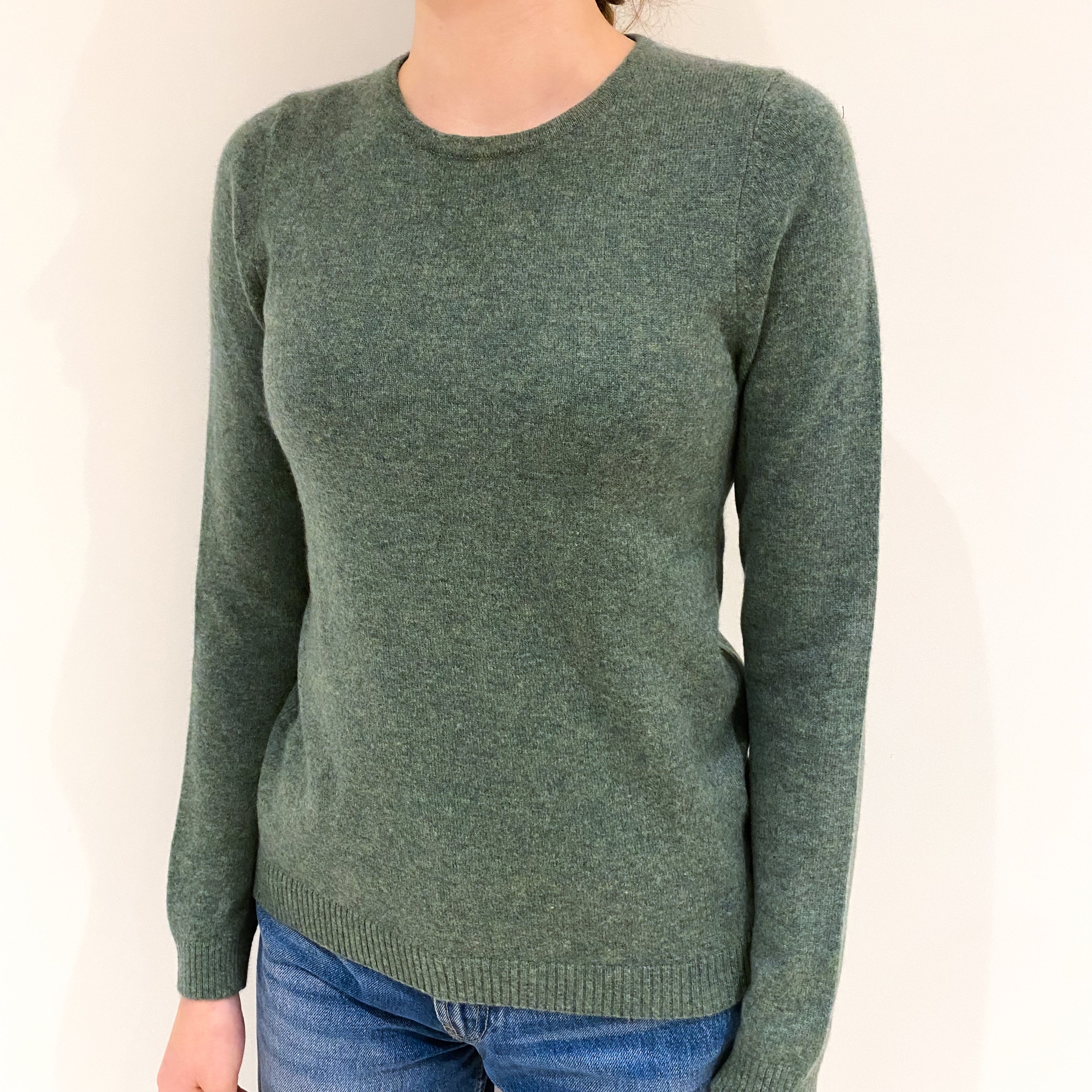 Spruce Green Cashmere Crew Neck Jumper Extra Small