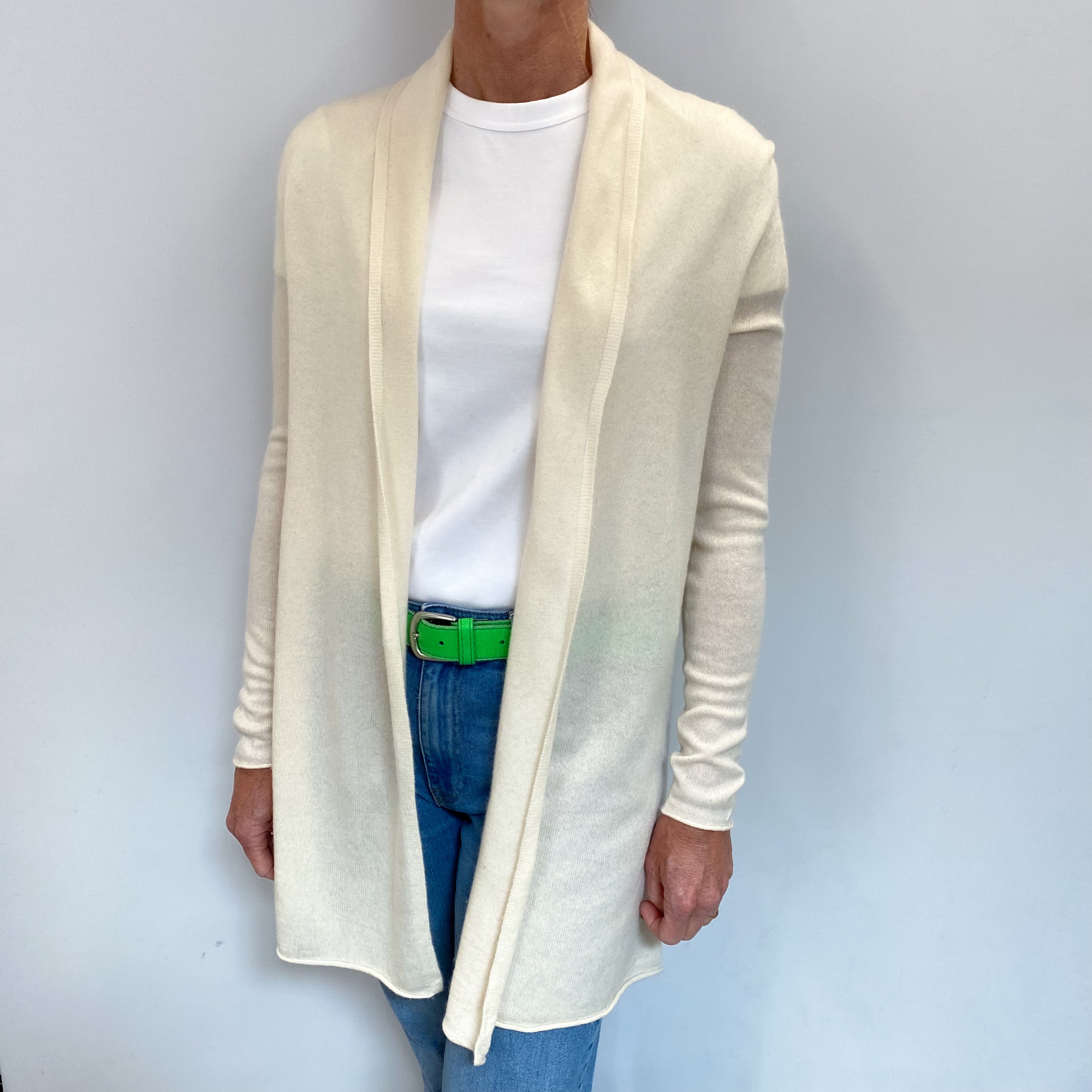 Vanilla Cream Cashmere Edge To Edge Cardigan Small